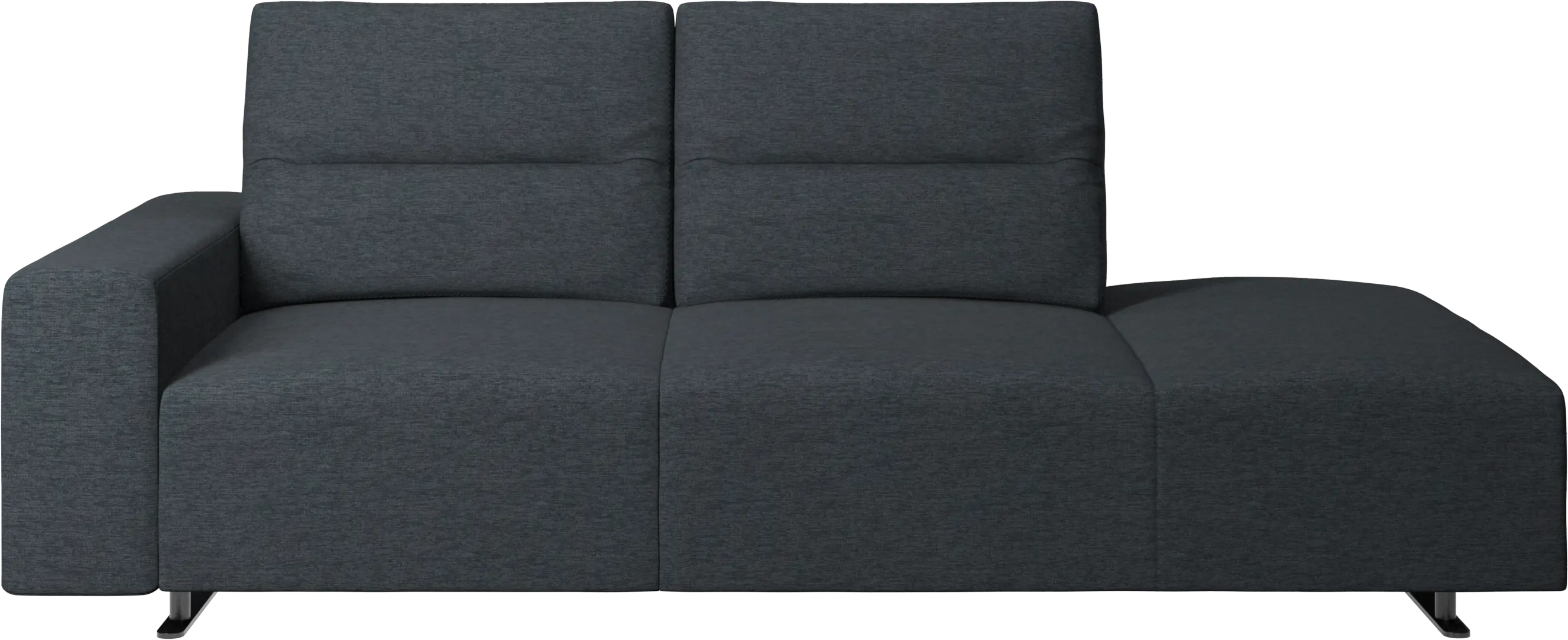Hampton sofa with adjustable back and lounging unit right side, armrest left