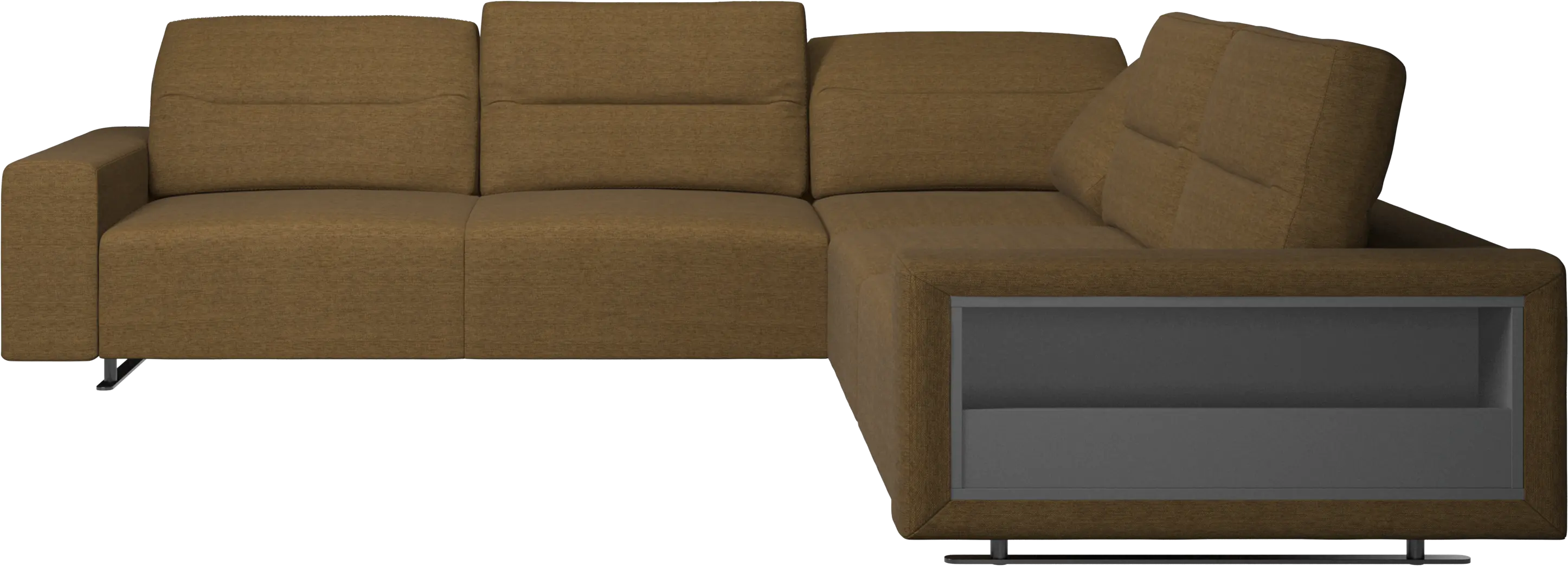 Hampton corner sofa with adjustable back and storage on right side