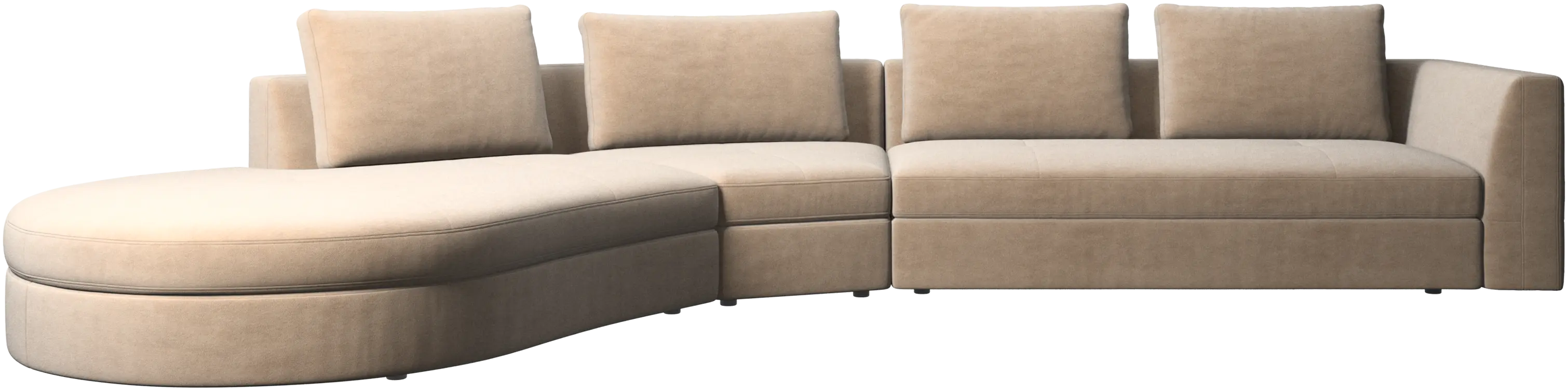 Bergamo sofa with round lounging unit, left