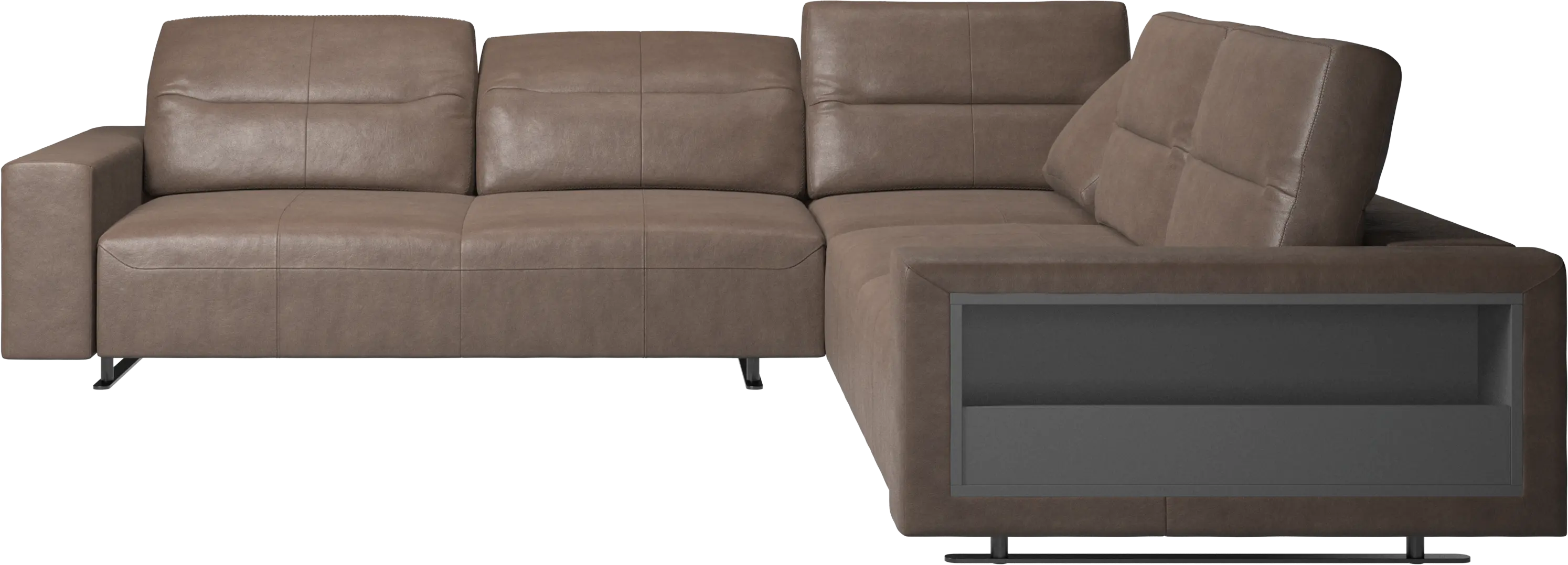 Hampton corner sofa with adjustable back and storage on right side