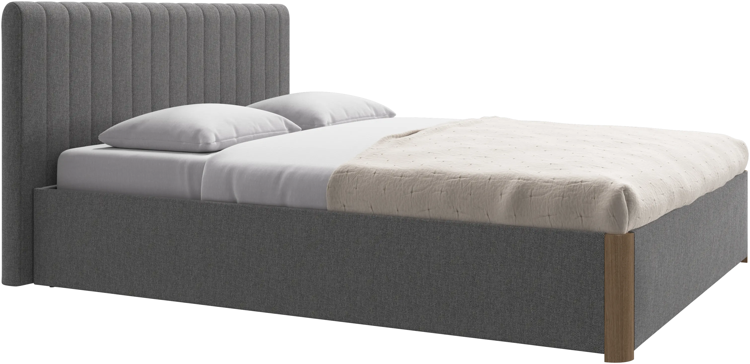 Element bed, bed-mounted headboard, with slats and storage solution, excl. mattress