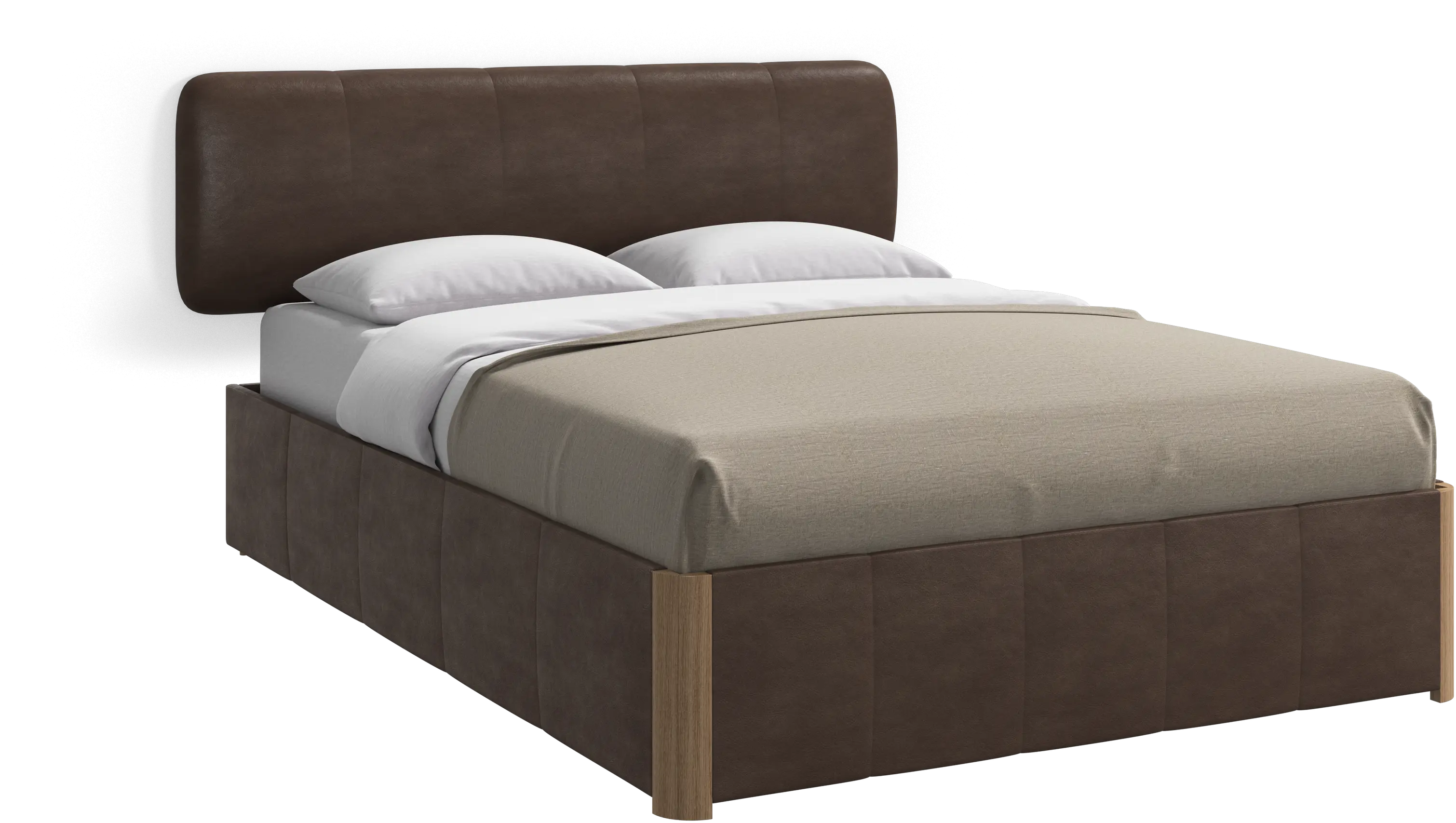 Element bed, wall-mounted headboard, with slats and storage solution, excl. mattress