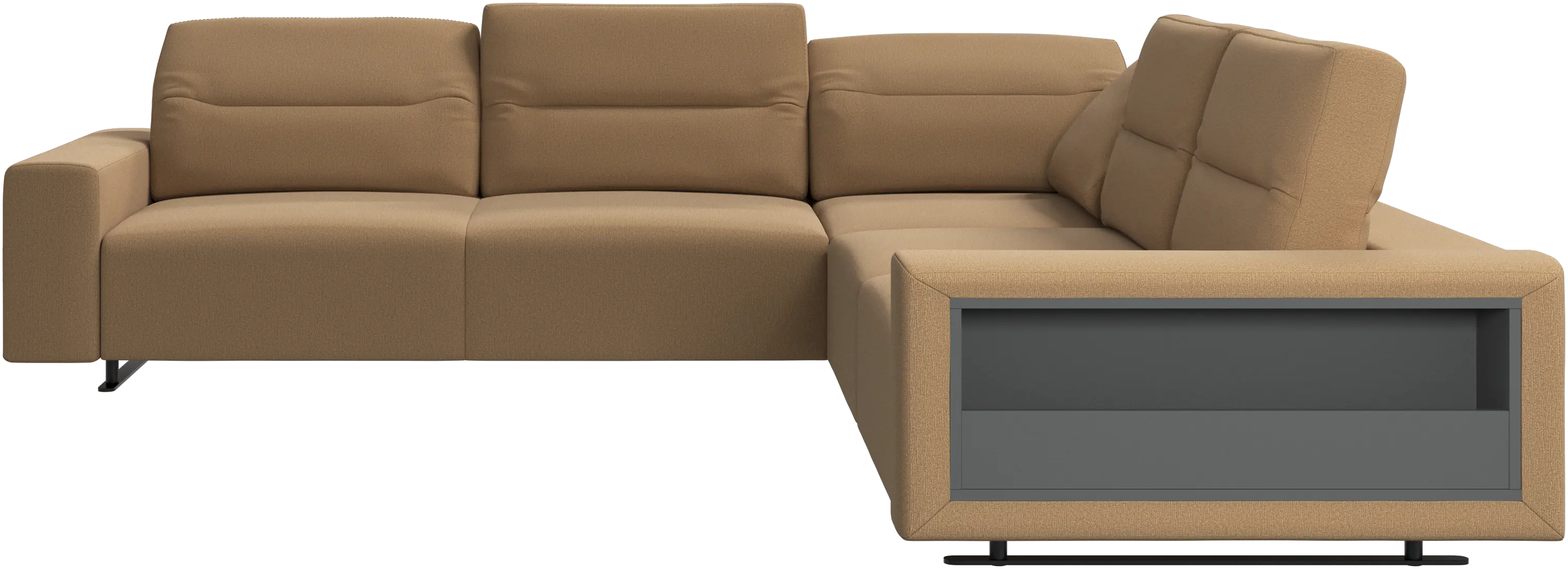 Hampton corner sofa with adjustable back and storage on right side