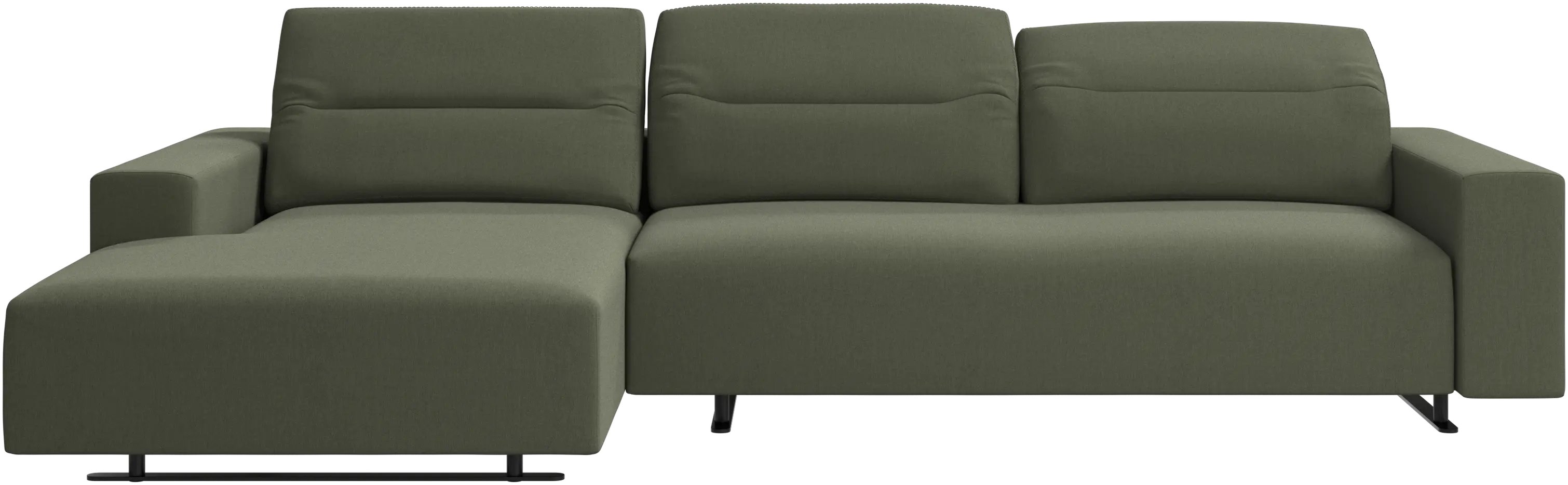 Hampton sofa with adjustable back, resting unit and storage left side