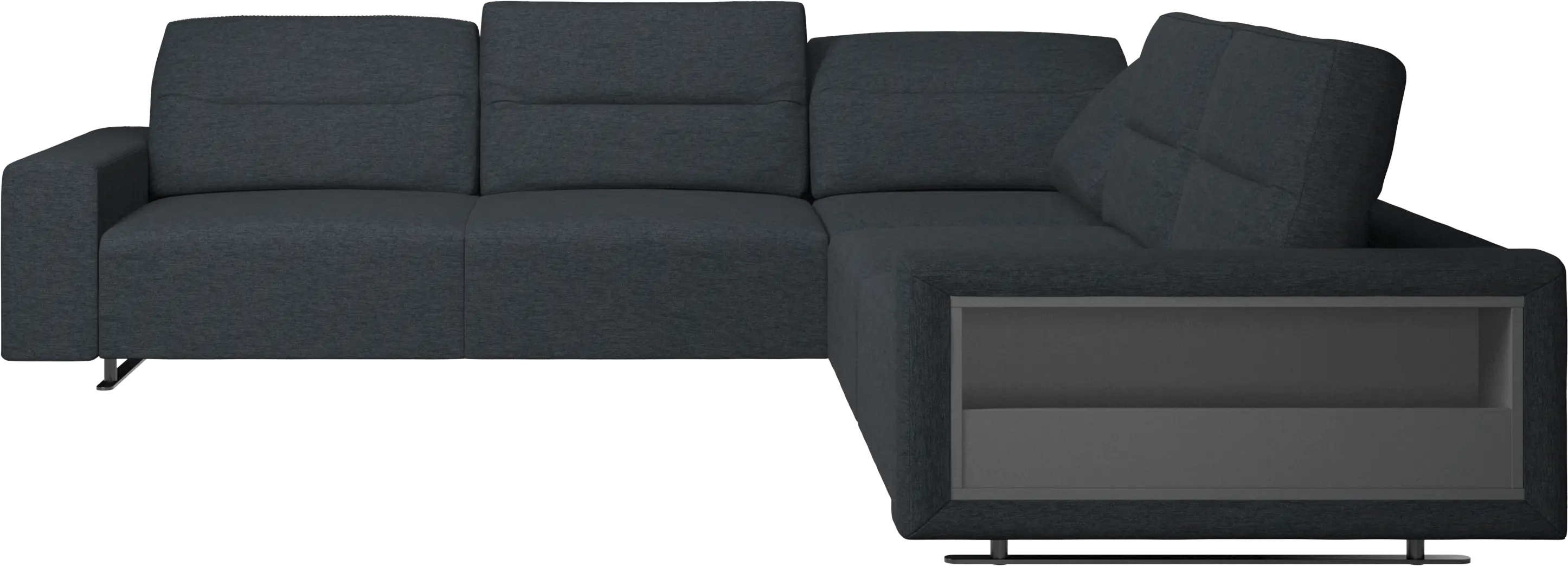 Hampton corner sofa with adjustable back and storage on right side