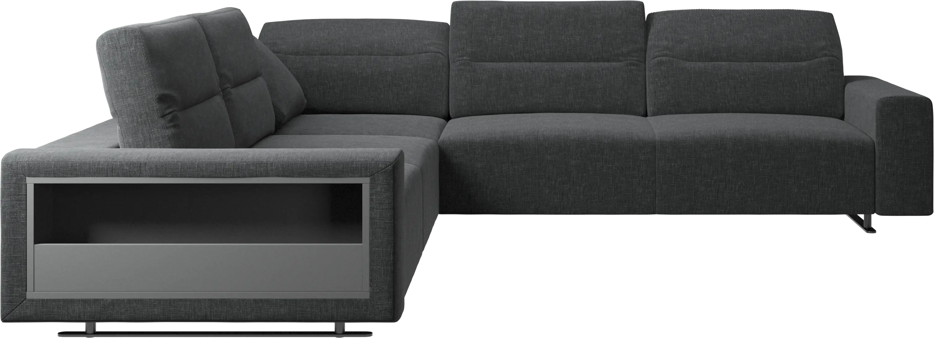 Hampton corner sofa with adjustable back and storage on left side