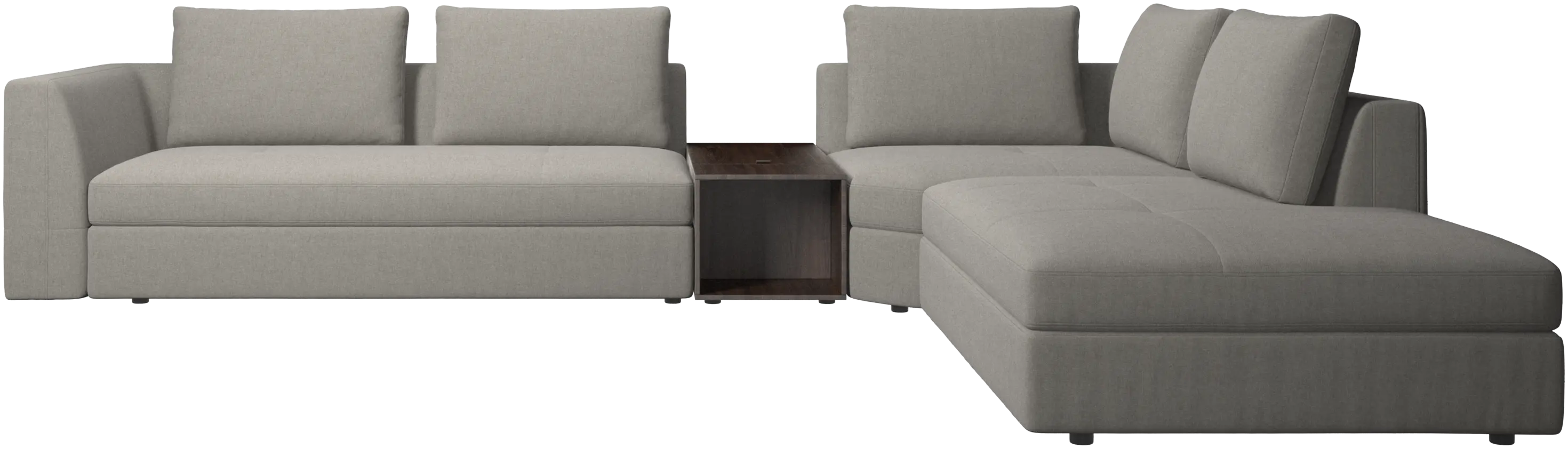 Bergamo corner sofa with lounging unit and footstool w/storage