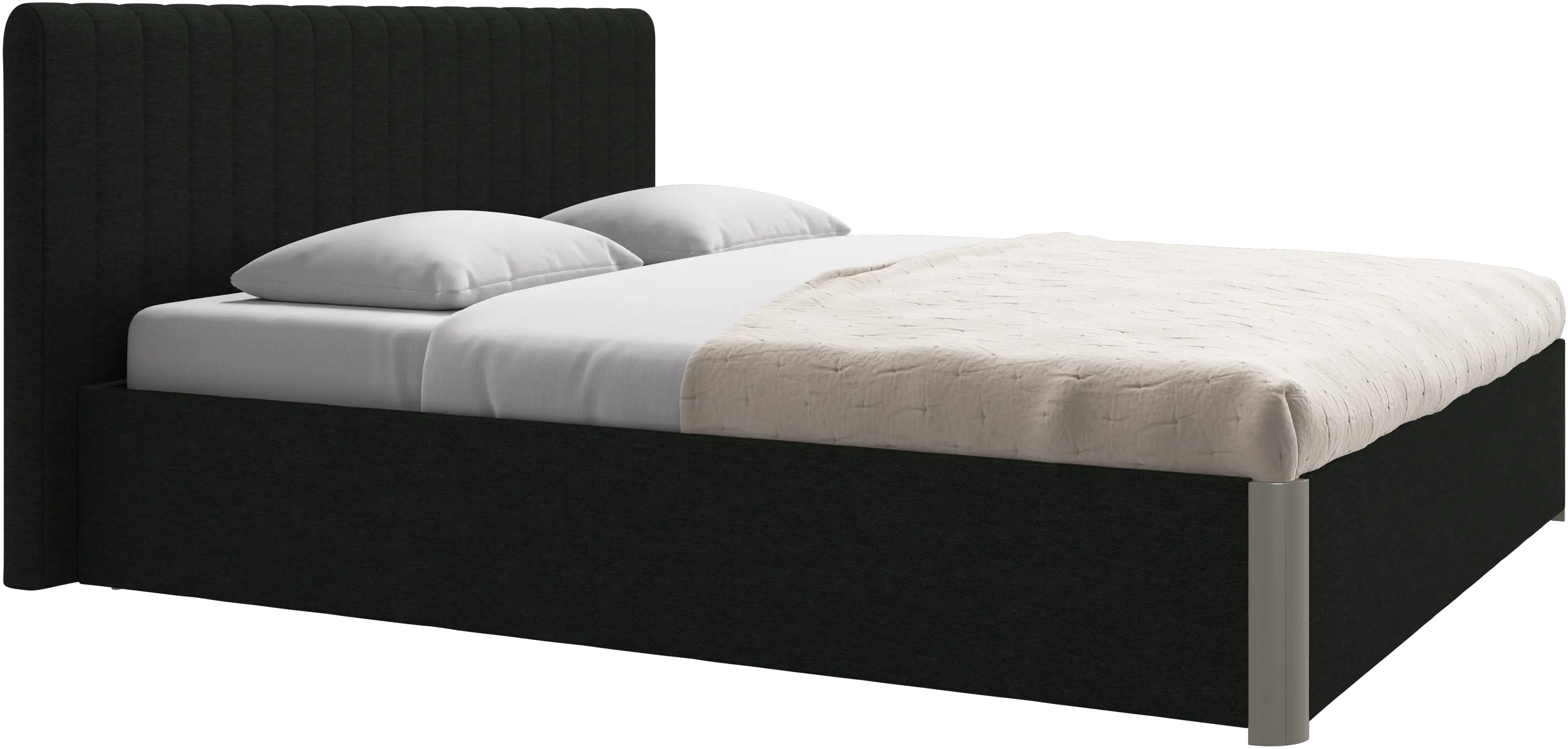 Element bed, bed-mounted headboard, with slats and storage solution, excl. mattress