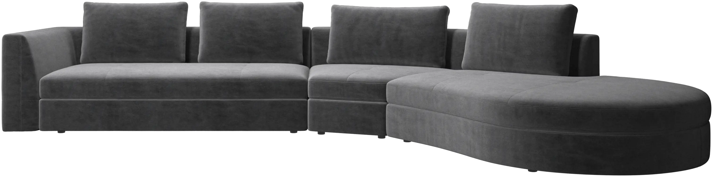 Sofá Bergamo con módulo redondo de descanso,derecho