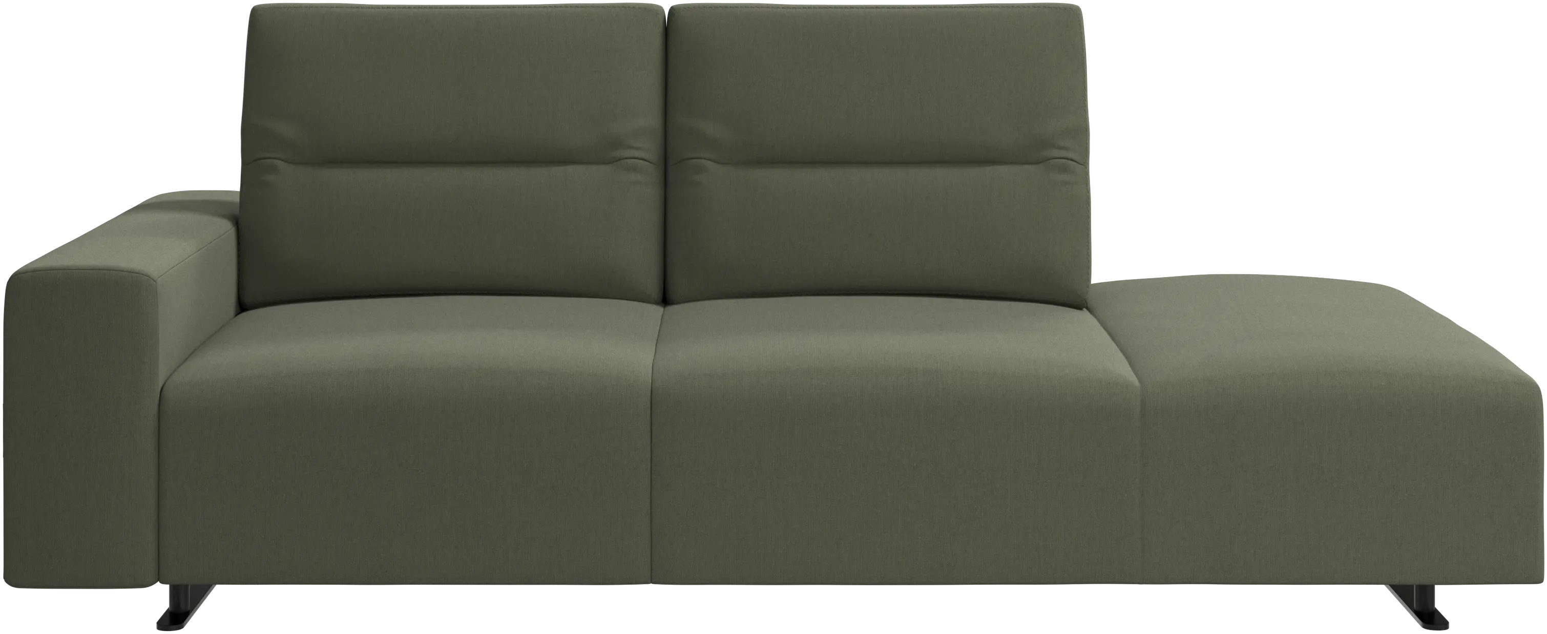 Hampton sofa with adjustable back and lounging unit right side, armrest left