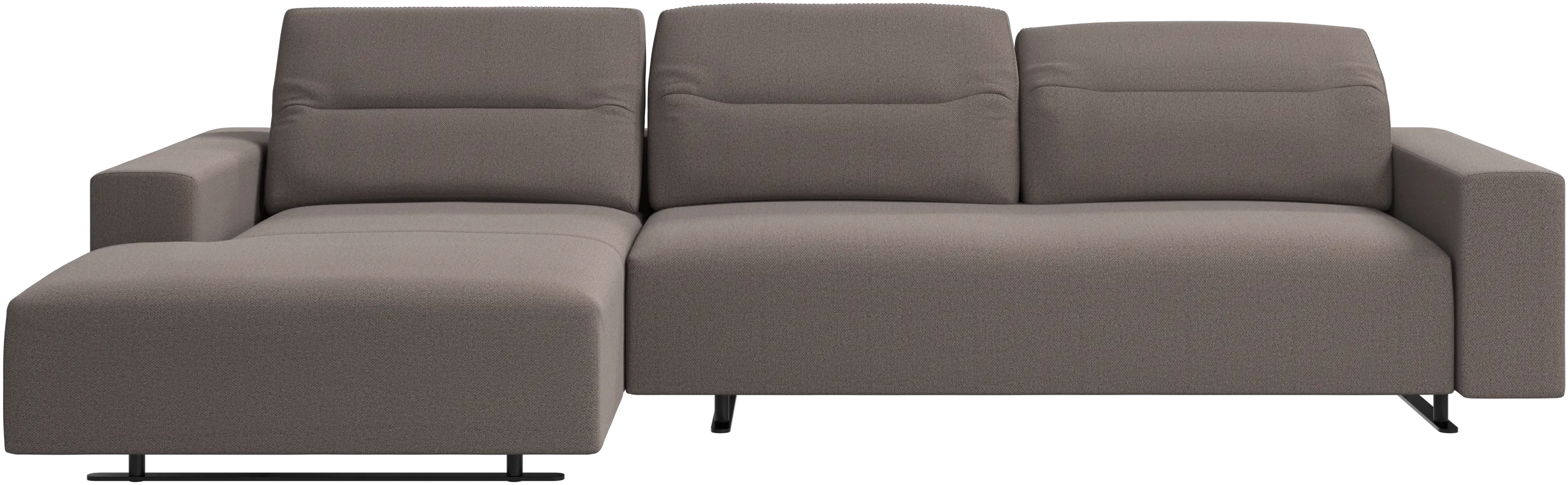 Hampton sofa with adjustable back, resting unit and storage left side