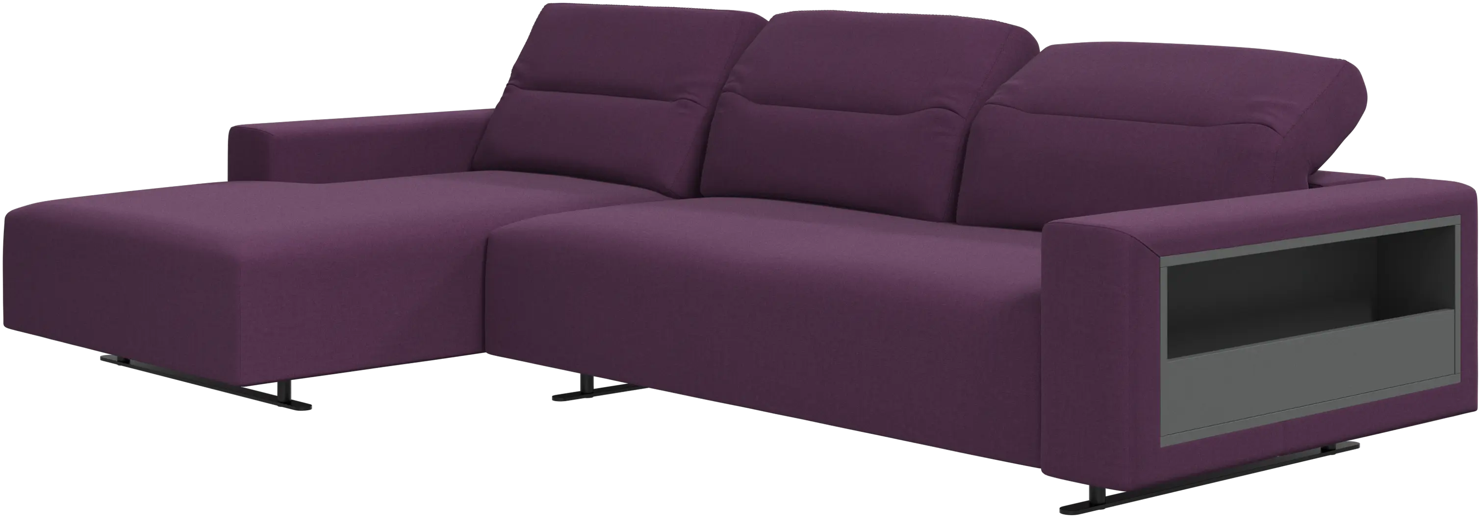 Hampton sofa with adjustable back and resting unit left side, storage right side