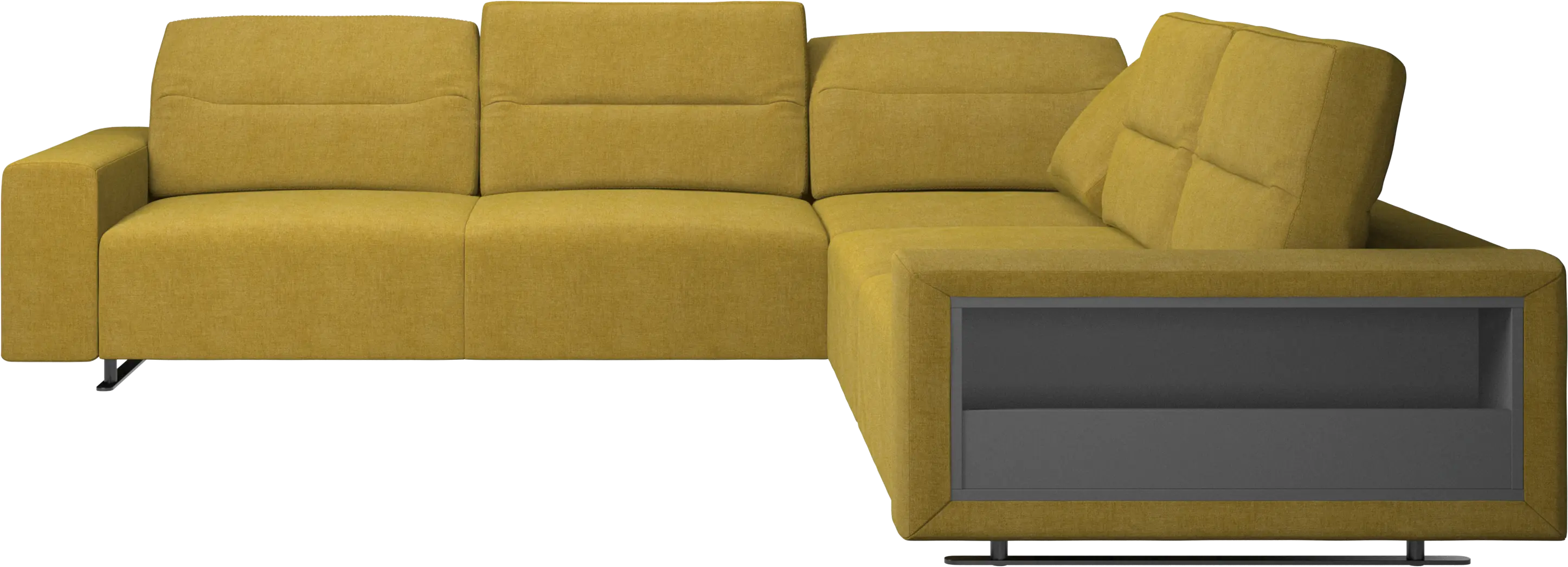 Hampton corner sofa with adjustable back and storage on right side