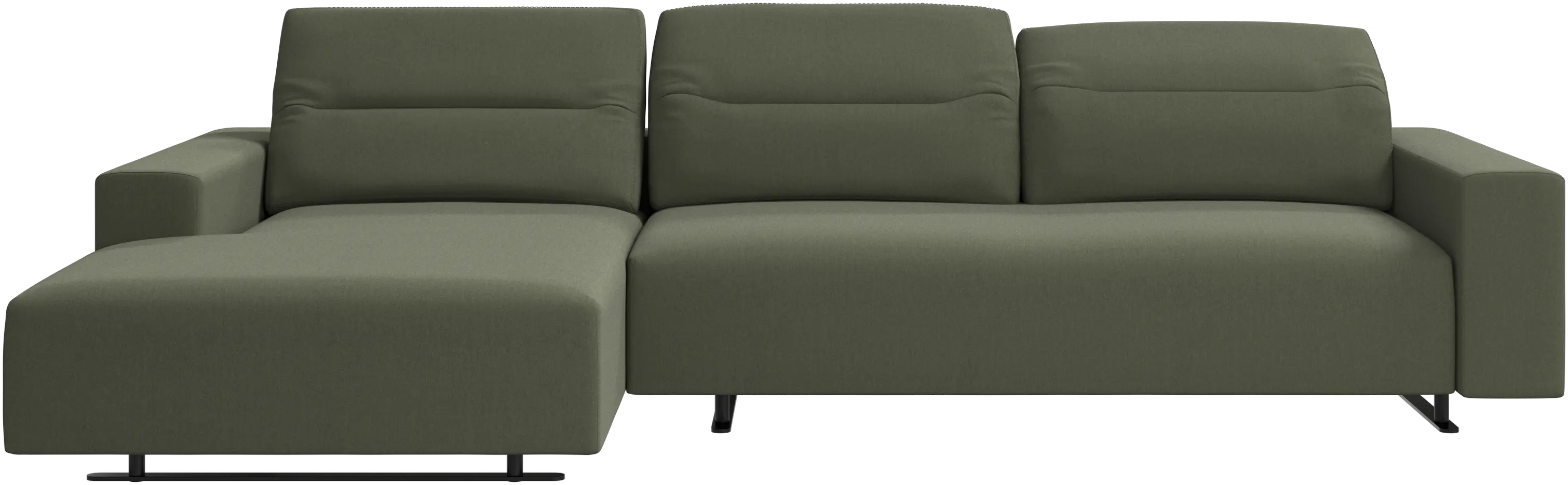 Hampton sofa with adjustable back and resting unit left side, storage right side