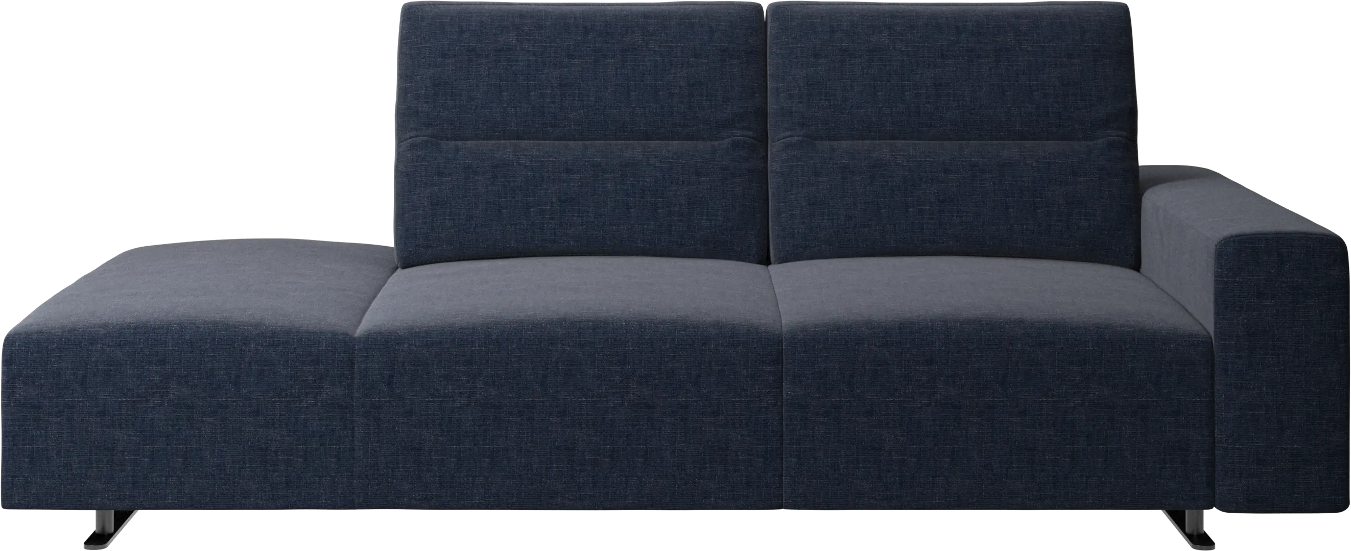 Hampton sofa with adjustable back and lounging unit left side, armrest right