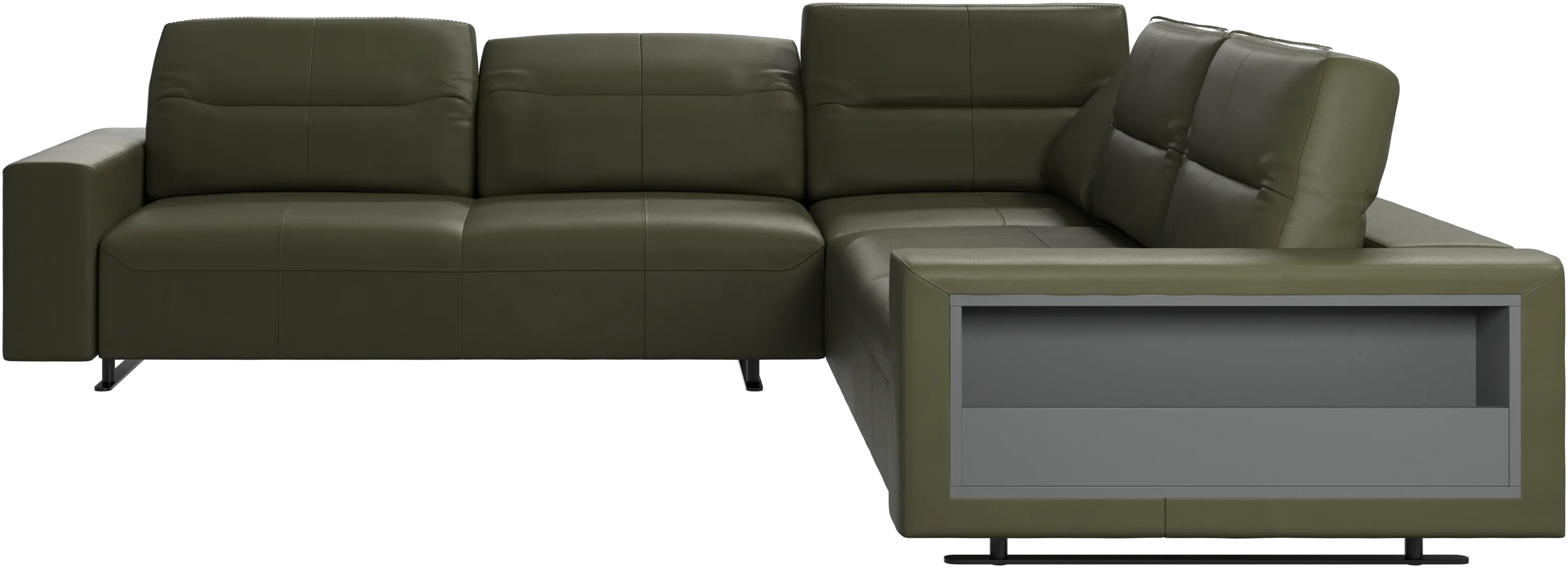 Hampton corner sofa with adjustable back and storage on right side