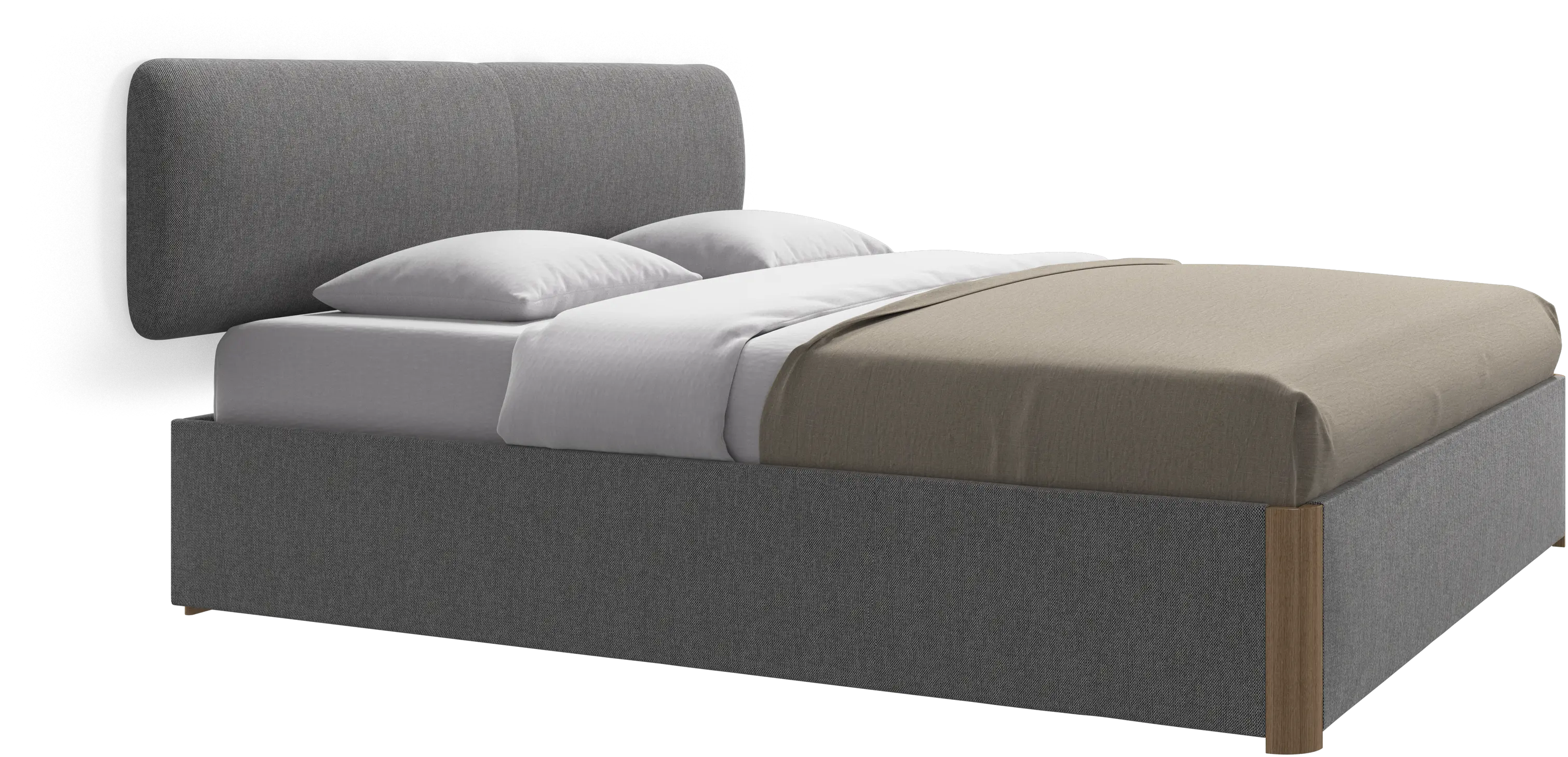 Element łóżko, zagłówek montowany na ścianie, z listwami i rozwiązaniem do przechowywania, bez materaca