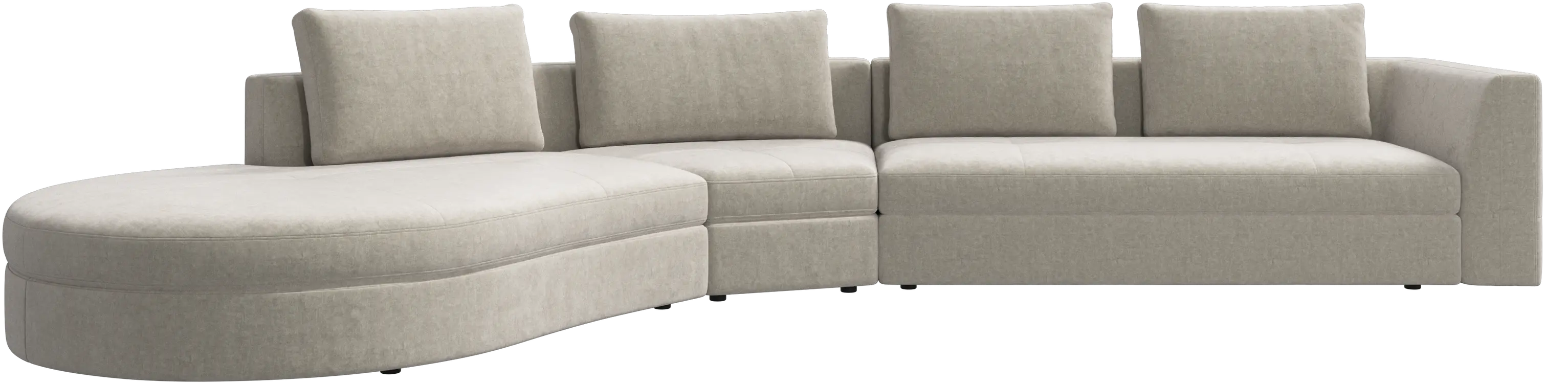 Bergamo sofa with round lounging unit, left