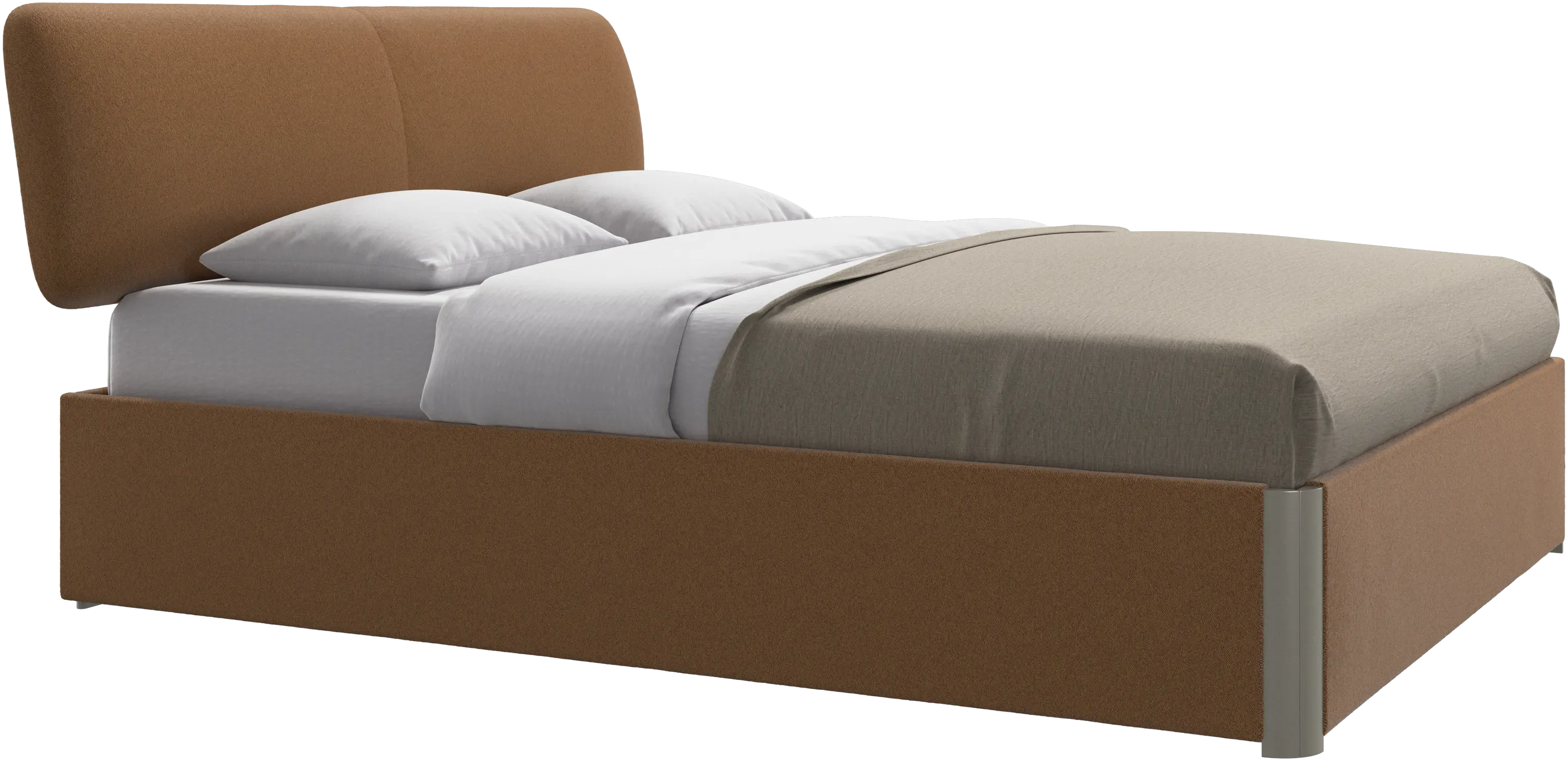 Element lit, tête de lit fixée au lit, avec lattes et solution de stockage, excl. matelas