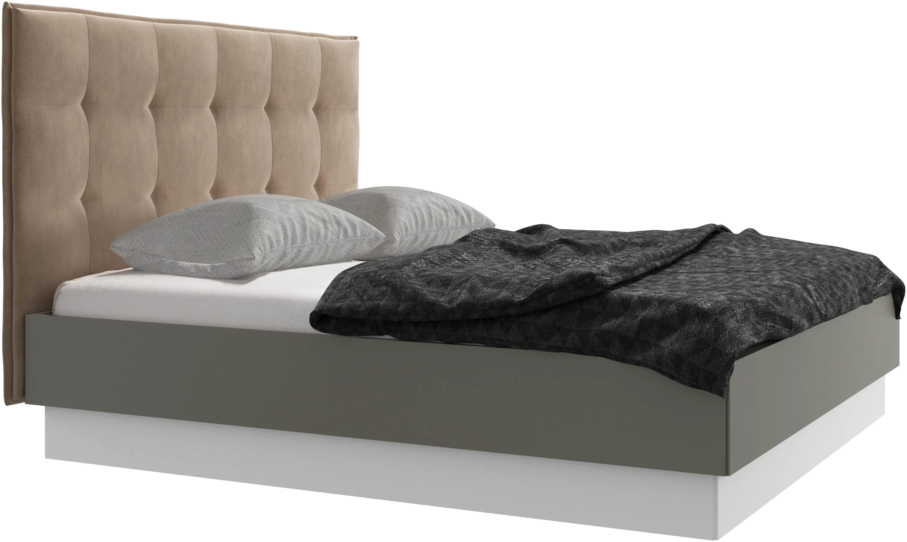 Lit Lugano avec rangement intégré, sommier inclus, hors matelas