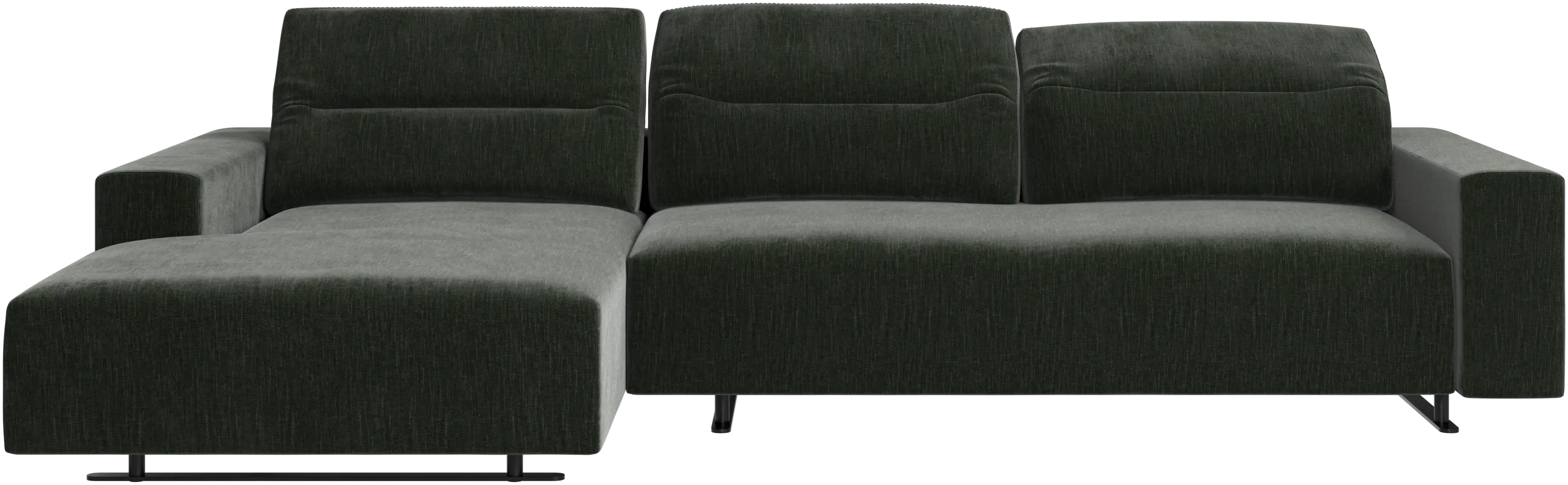 Hampton sofa with adjustable back and resting unit left side, storage right side