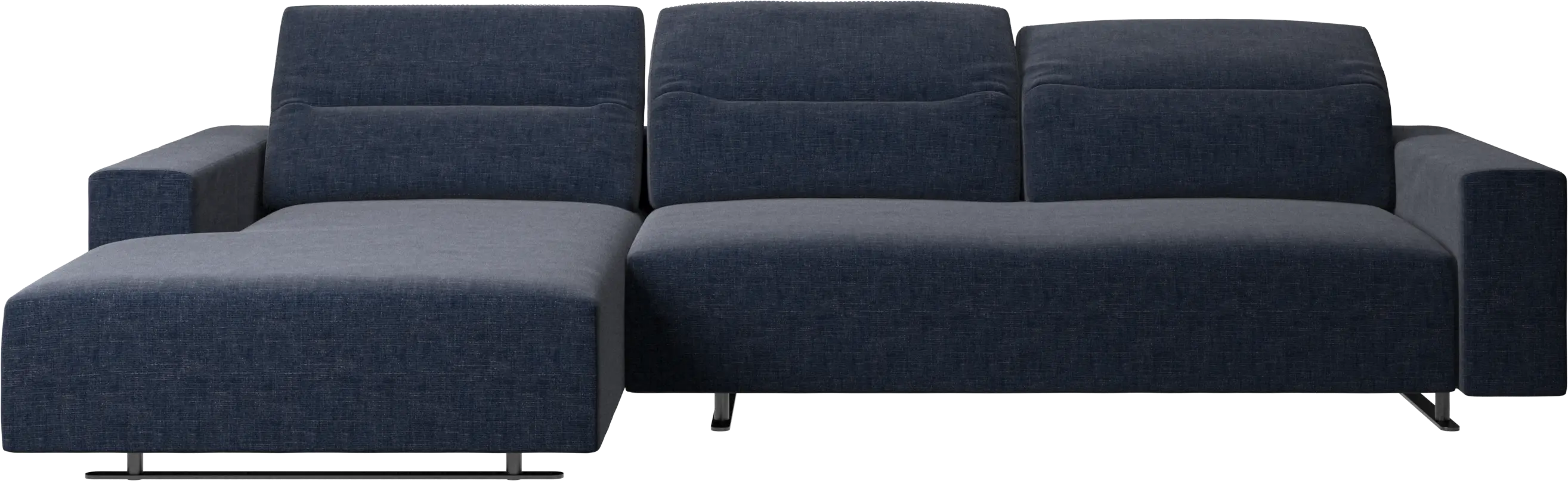 Hampton sofa with adjustable back, resting unit and storage left side