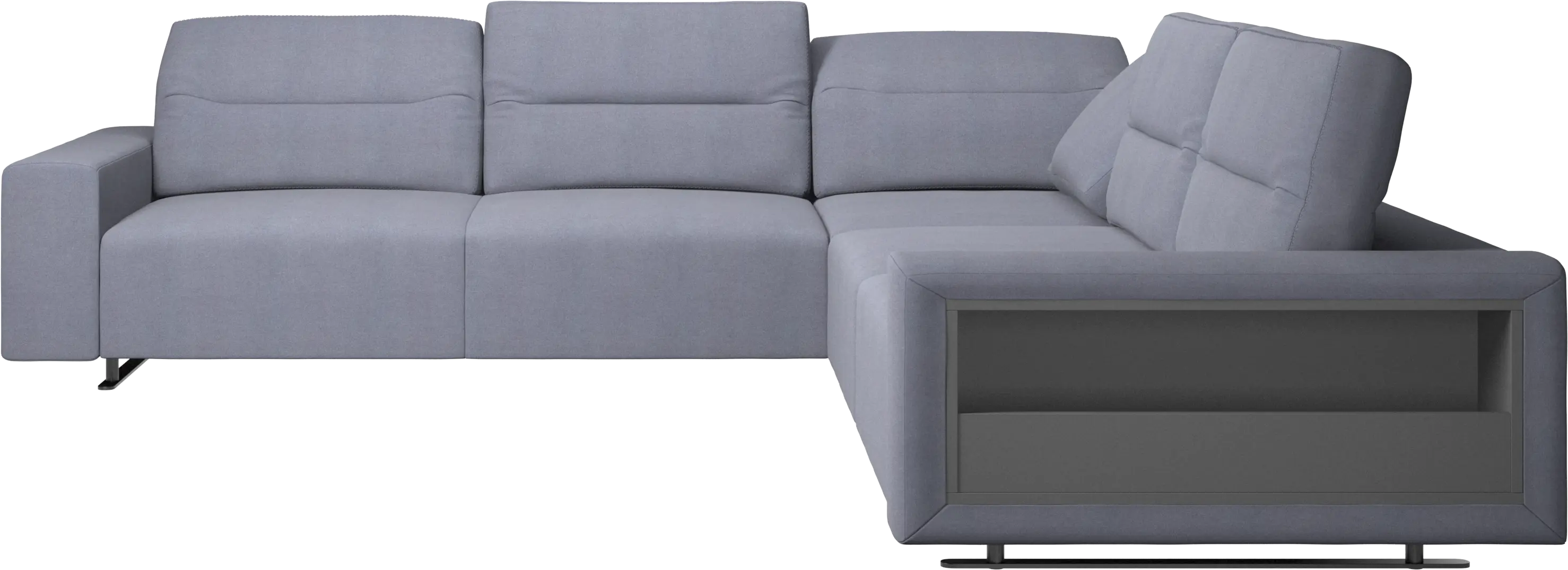 Rohová sedačka Hampton s nastaviteľnou chrbtovou opierkou a úložným miestom