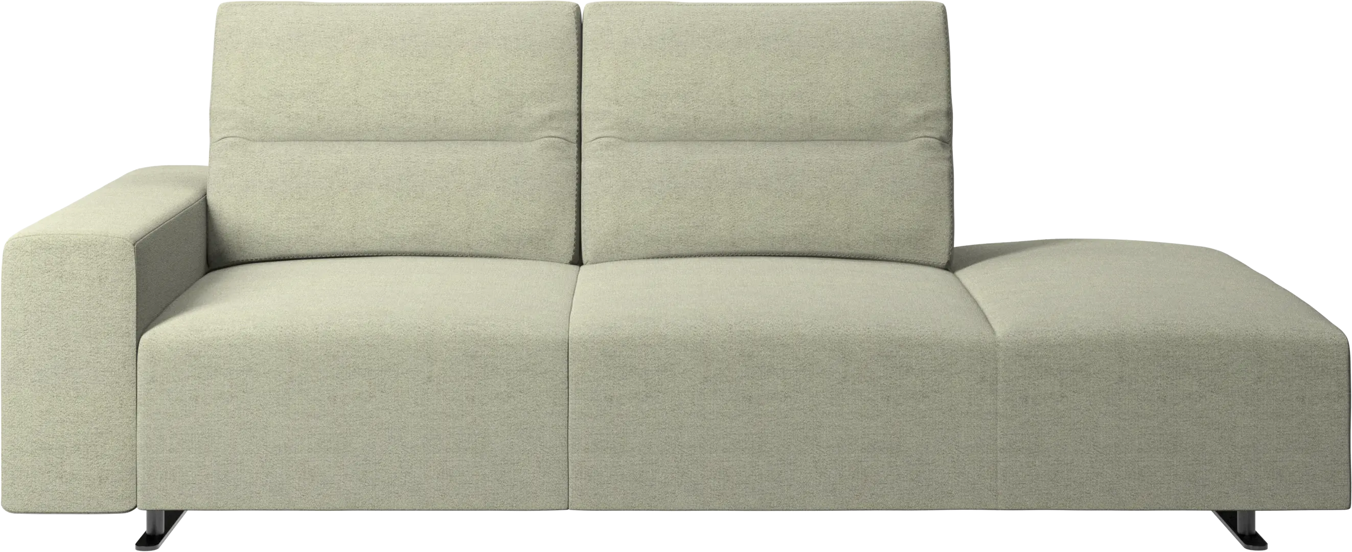 Hampton sofa with adjustable back and lounging unit right side, armrest left