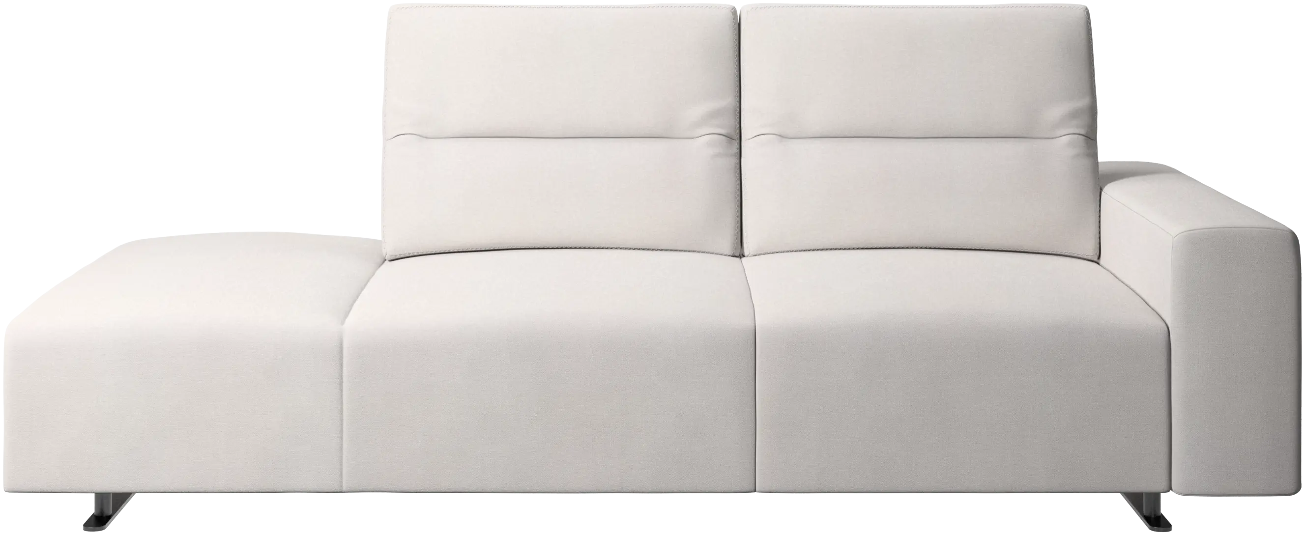 Hampton sofa with adjustable back and lounging unit left side, armrest right