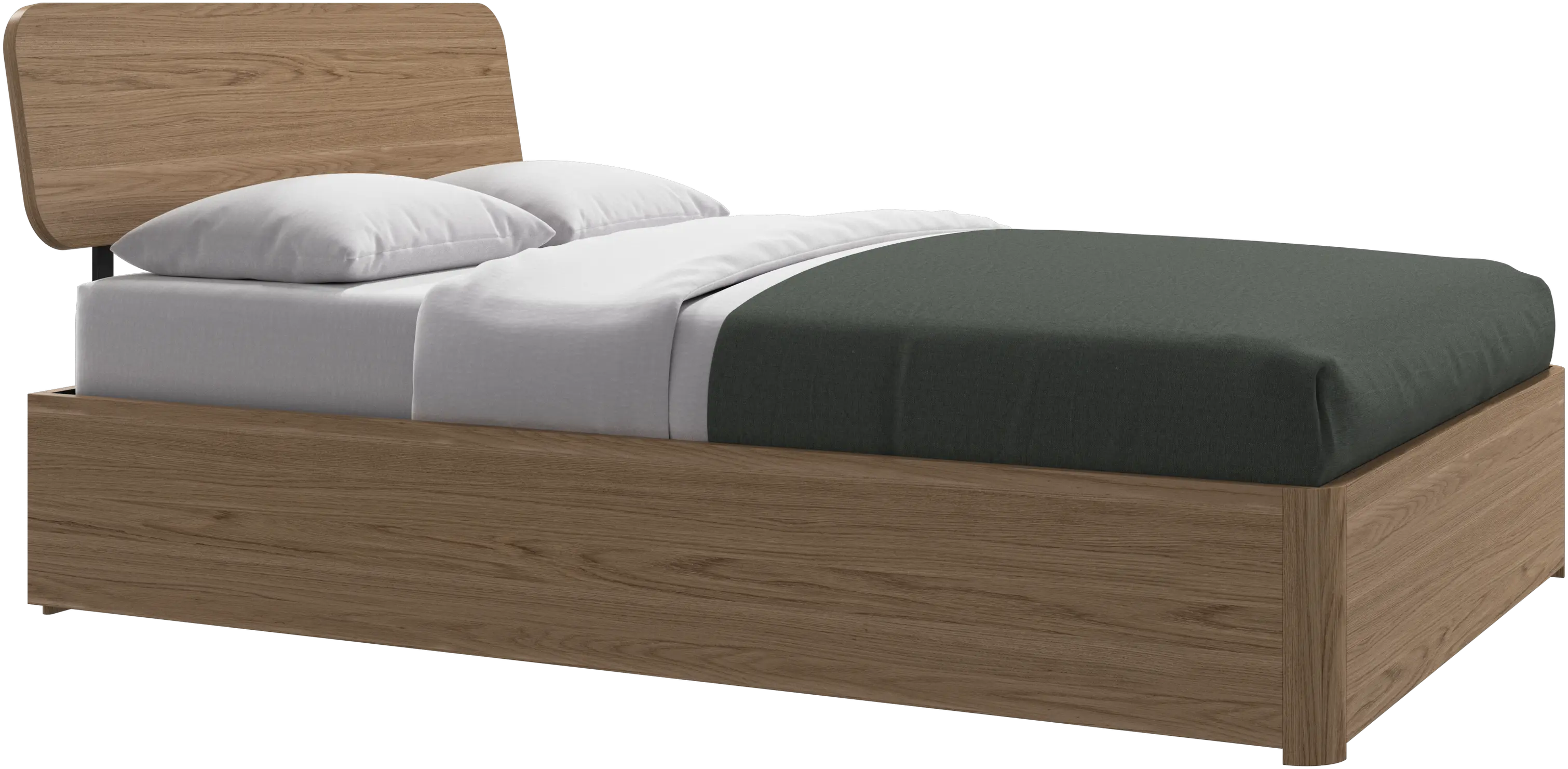Element bed, bed-mounted headboard, with slats and storage solution, excl. mattress