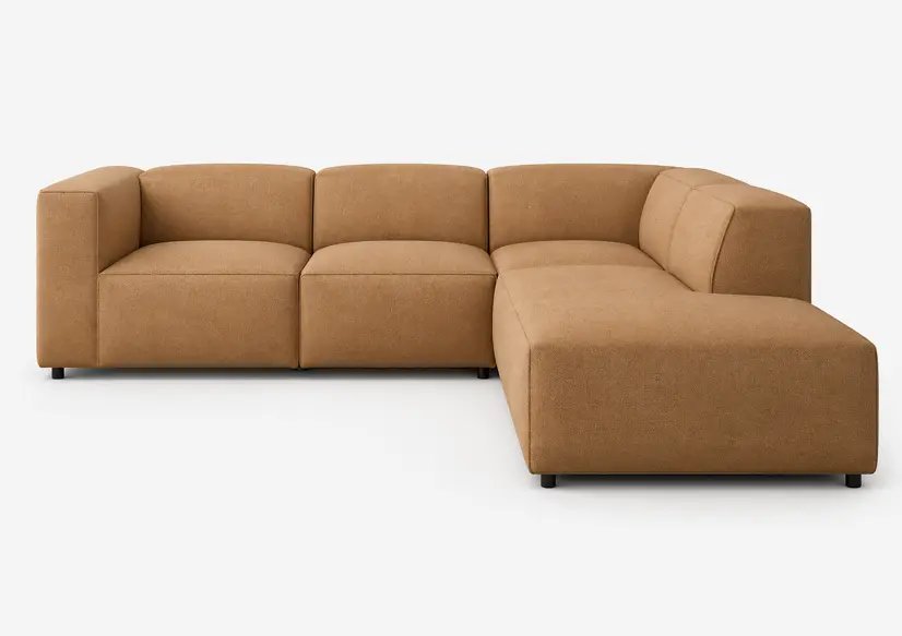 Sofas Carmo corner sofa with footstool, Camel Frisco fabric. H70xW292xD233cm. 416060002057, 416055002057 , and 416020022057