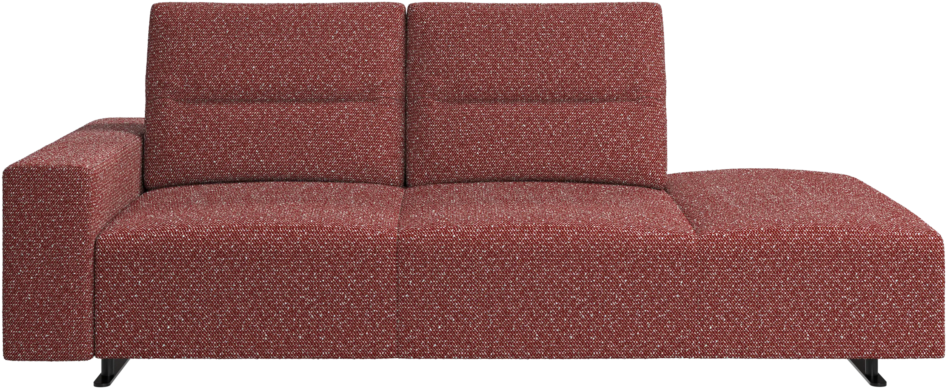 Hampton sofa with adjustable back and lounging unit right side, storage and armrest left side
