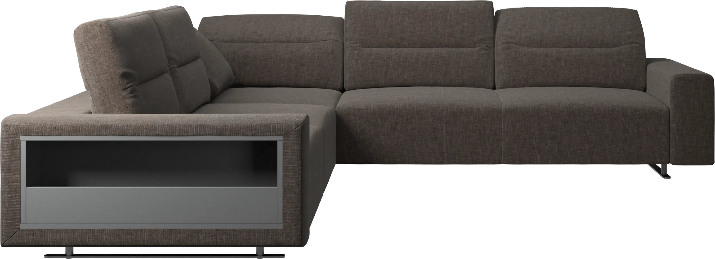 Hampton corner sofa with adjustable back and storage on left side