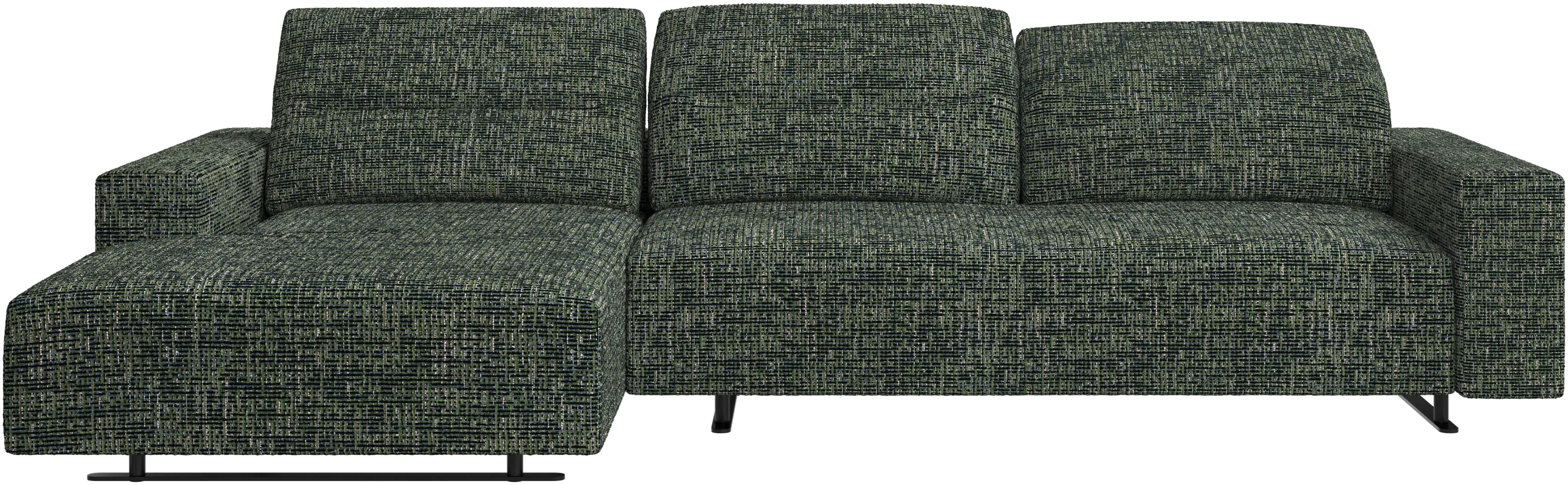 Hampton sofa with adjustable back and resting unit left side, storage right side