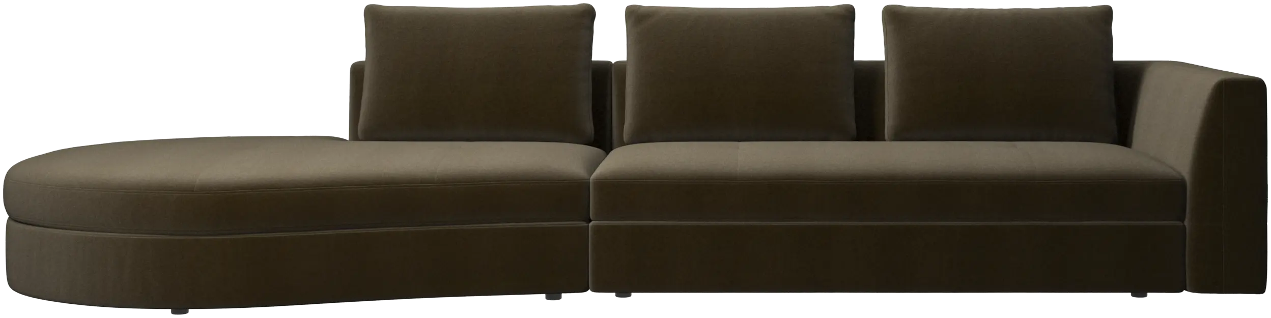 Bergamo sofa with round lounging unit, left