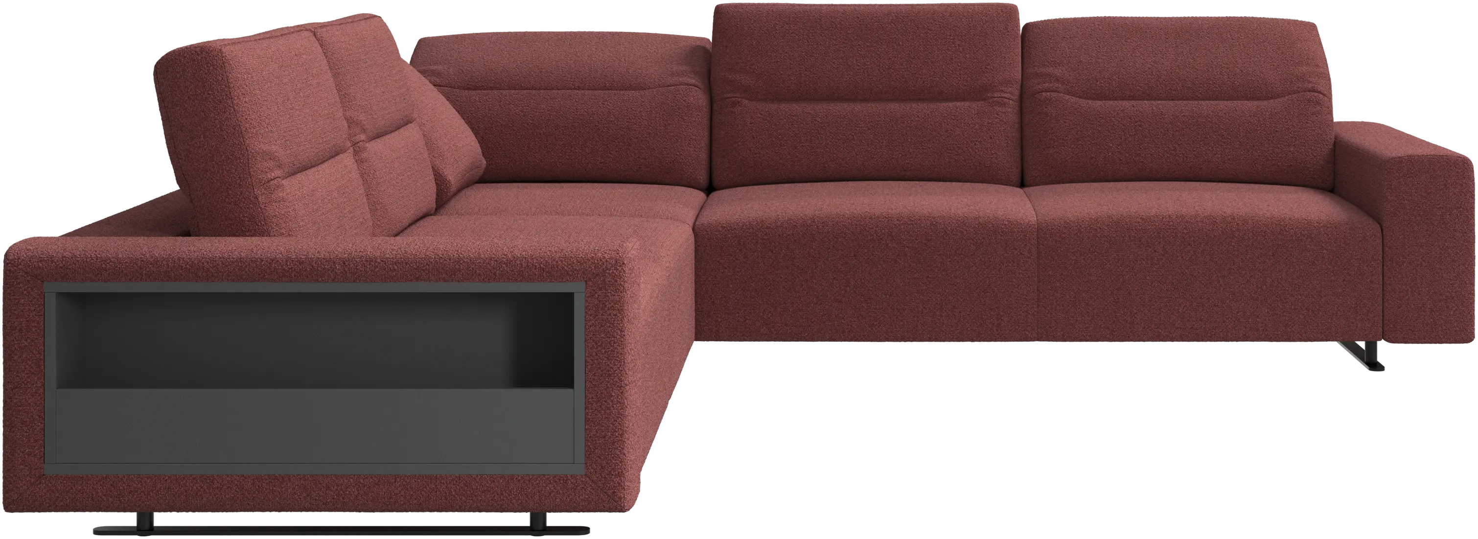 Hampton corner sofa with adjustable back and storage on left side