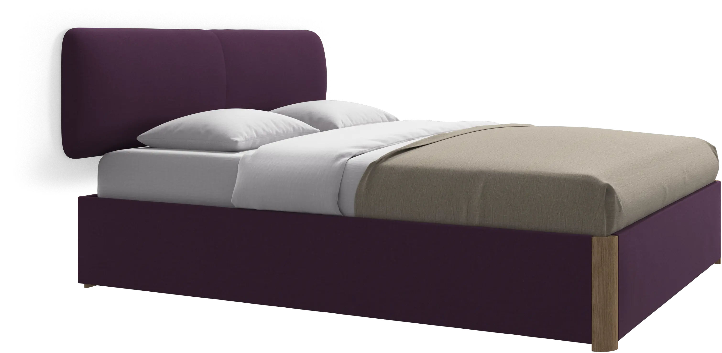 Element bed, wall-mounted headboard, with slats and storage solution, excl. mattress