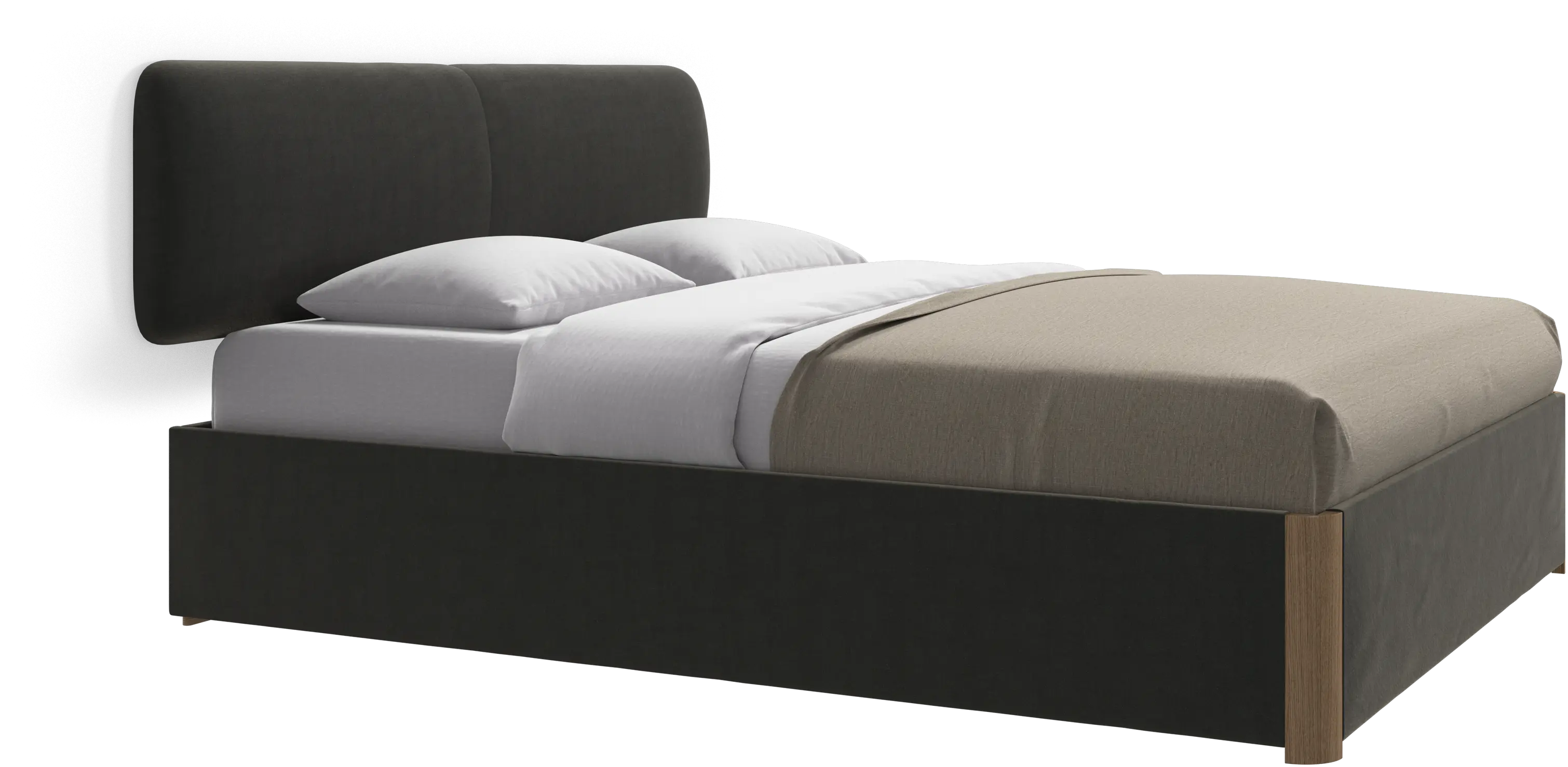 Element lit, tête de lit murale, avec lattes et solution de stockage, excl. matelas