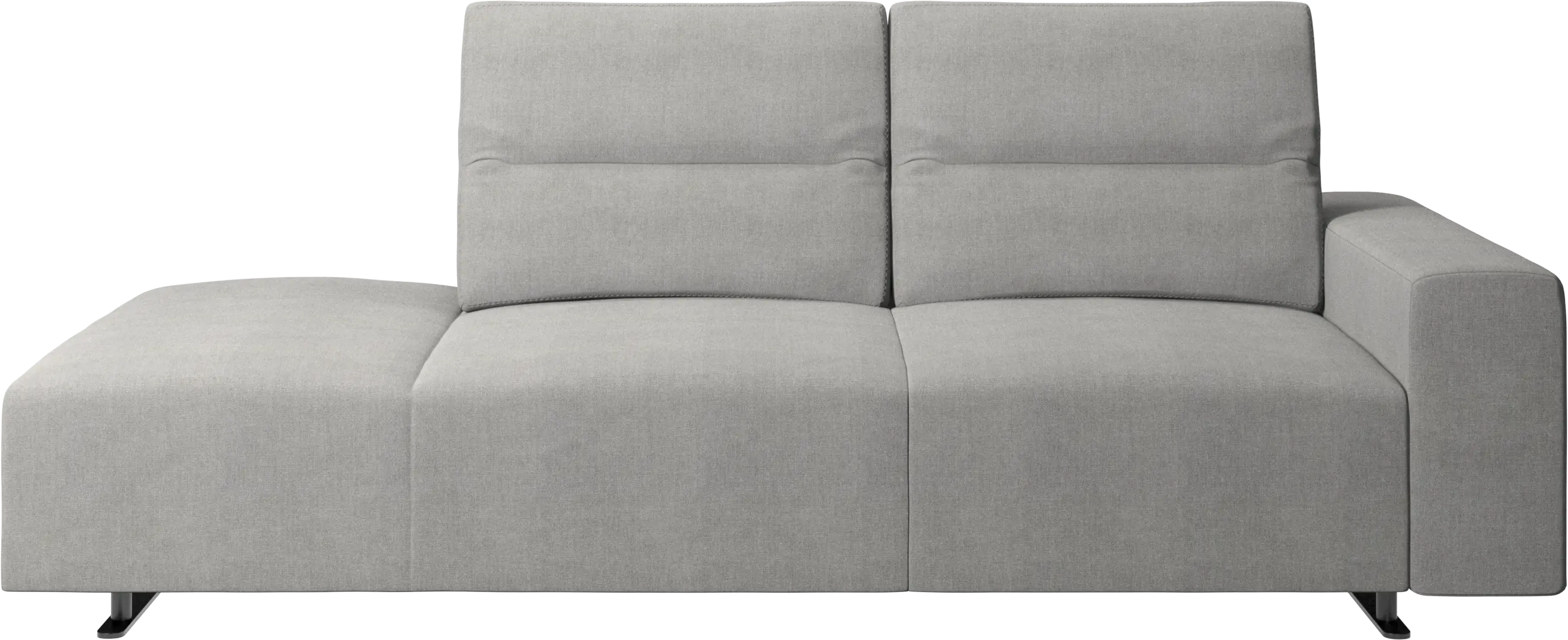Hampton sofa with adjustable back and lounging unit left side, armrest right