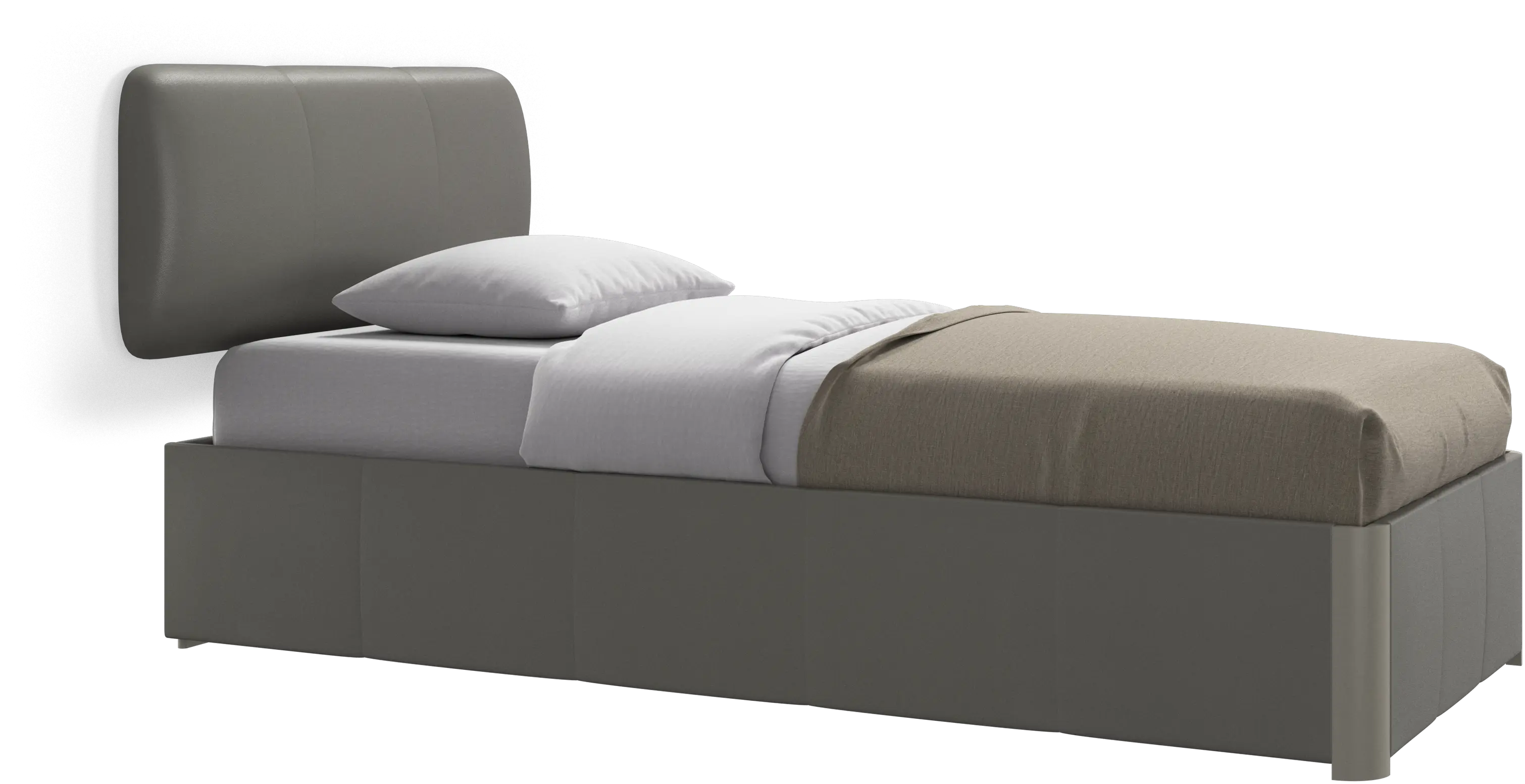 Element cama, cabeceira montada na parede, com ripas e solução de armazenamento, excl. colchão