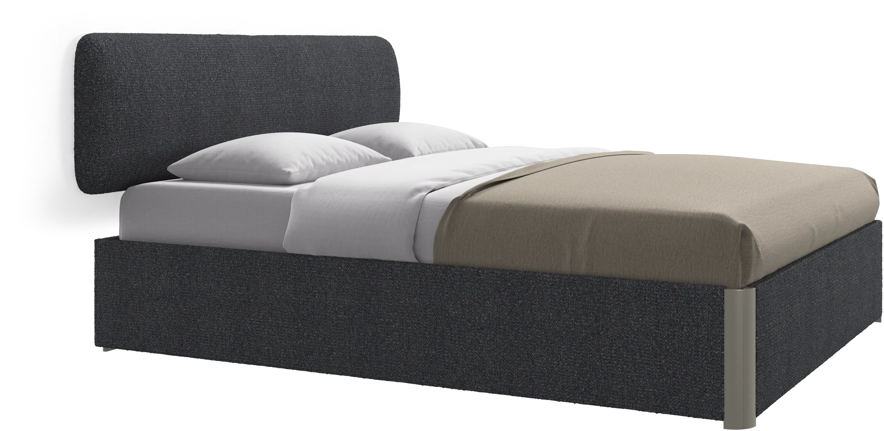 Element bed, wall-mounted headboard, with slats and storage solution, excl. mattress