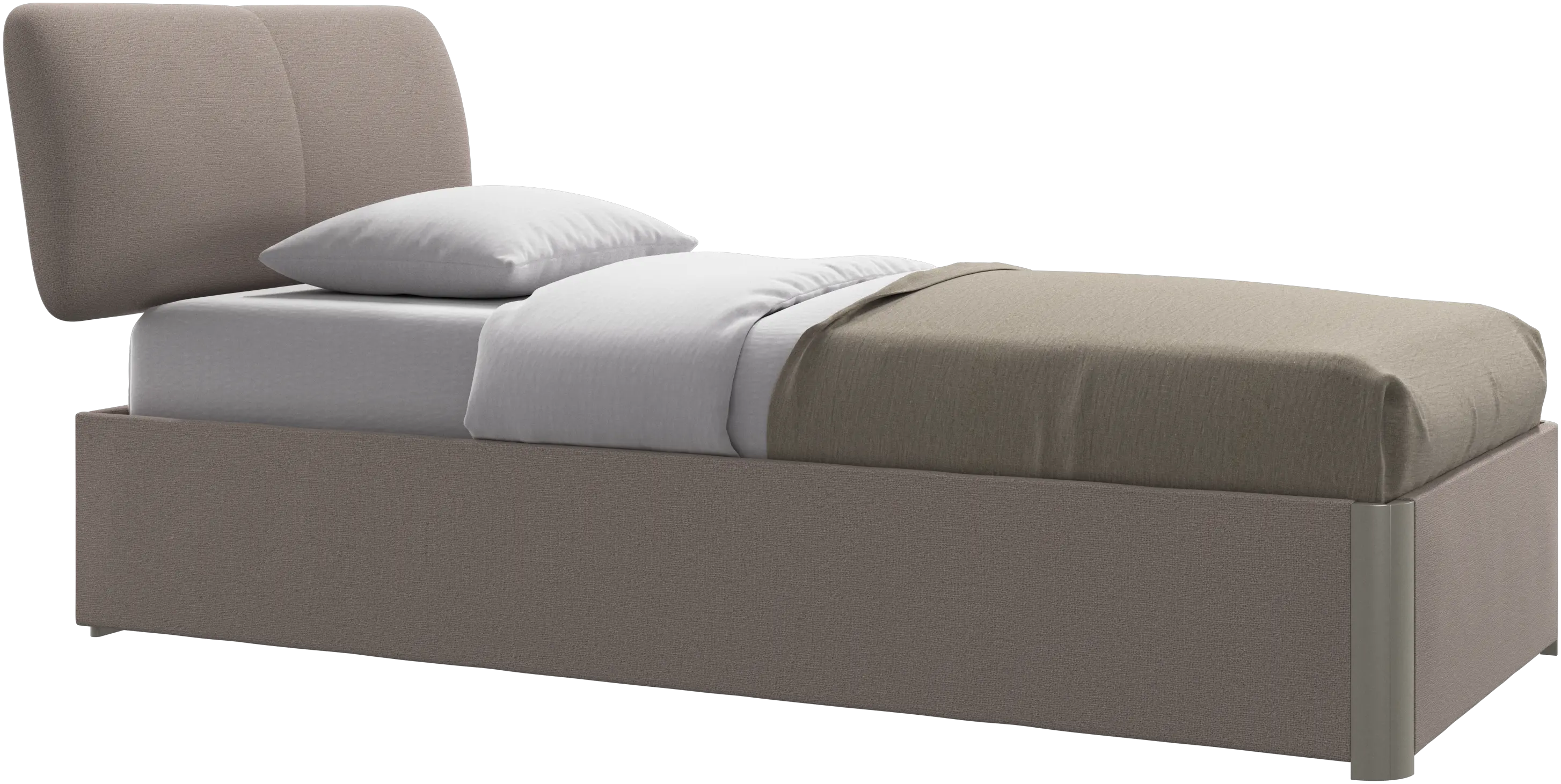 Element lit, tête de lit fixée au lit, avec lattes et solution de stockage, excl. matelas