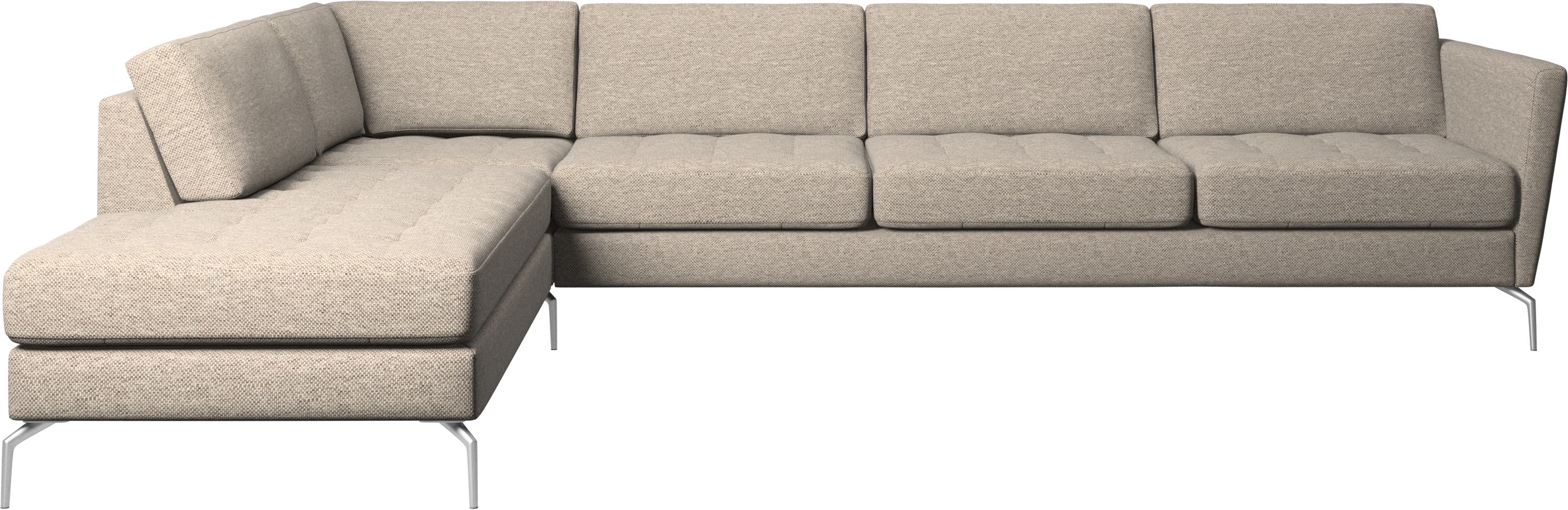 Sofa narożna Osaka z modułem wypoczynkowym, pikowane siedzisko