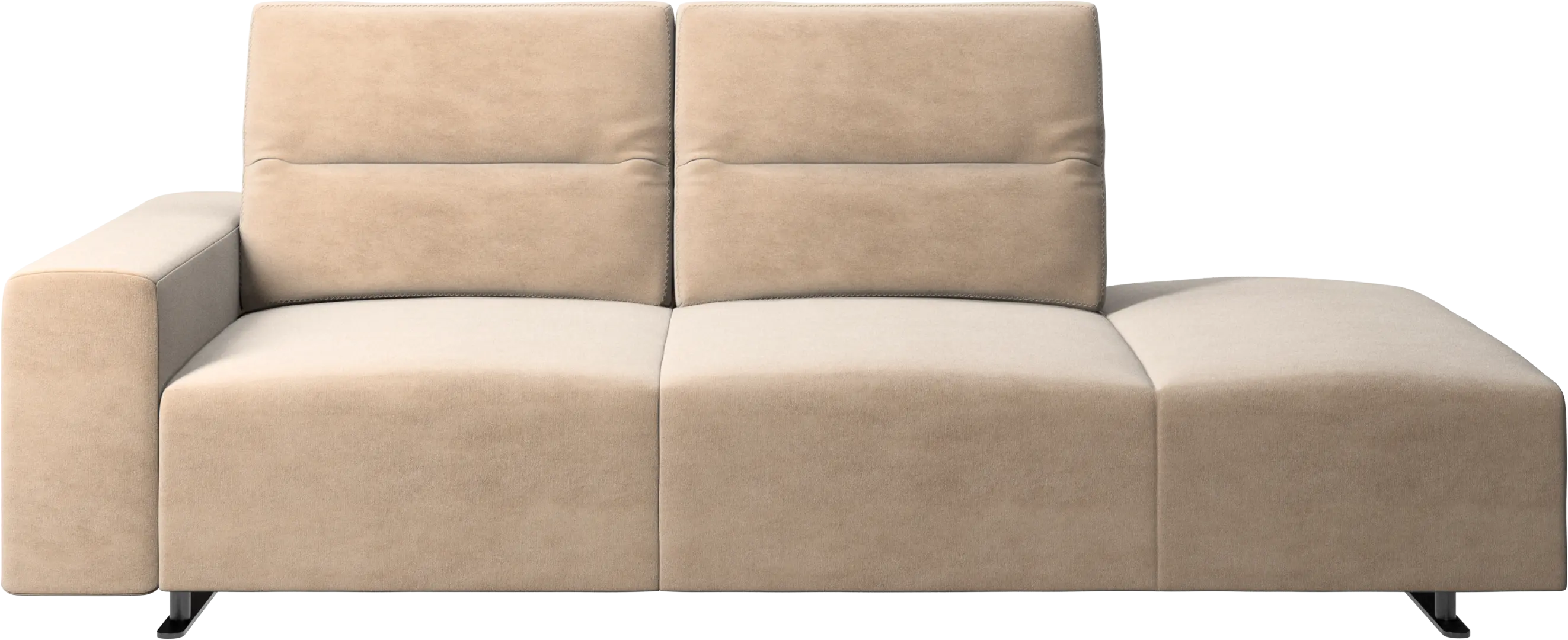 Hampton sofa with adjustable back and lounging unit right side, armrest left