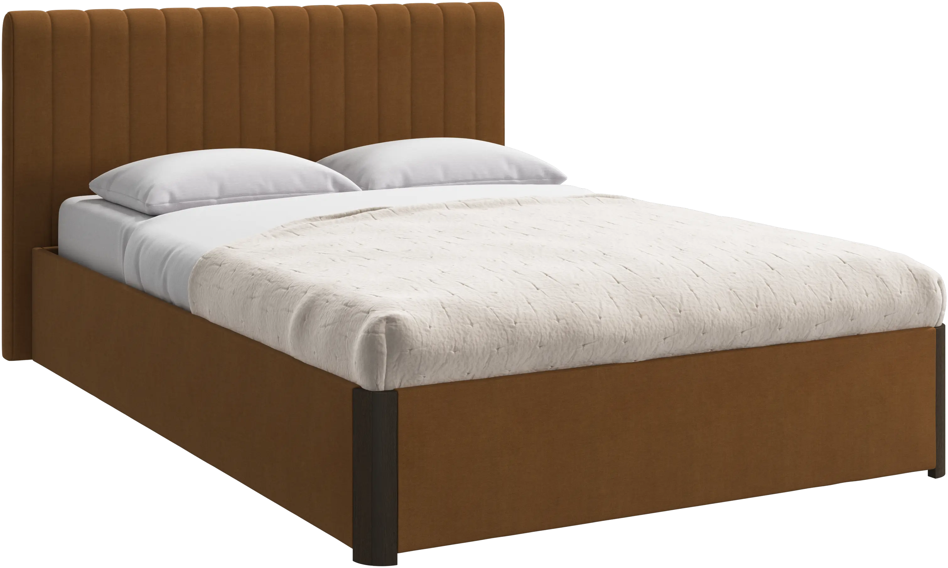 Element bed, bed-mounted headboard, with slats and storage solution, excl. mattress