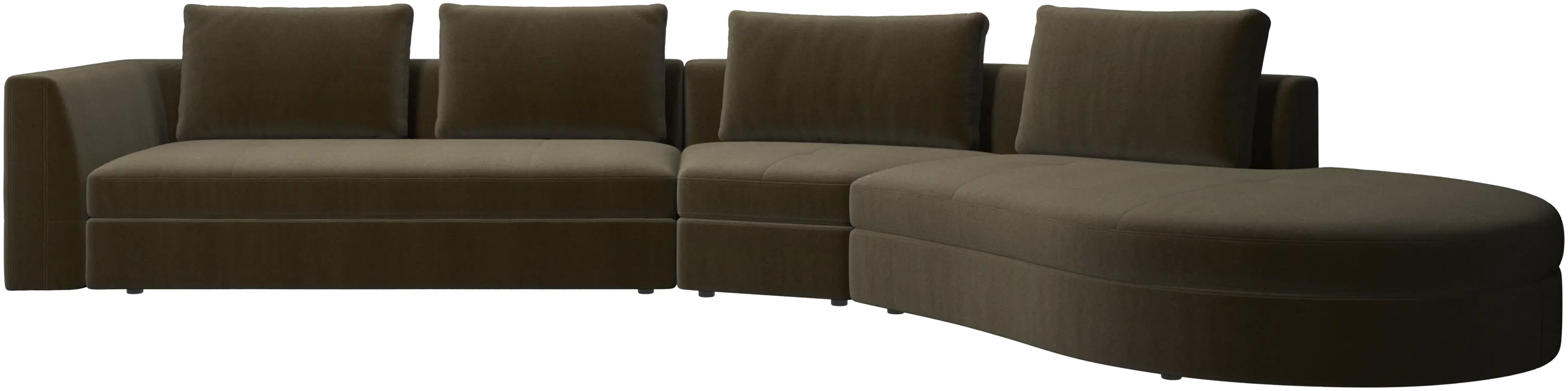 Bergamo sofa with round lounging unit,right