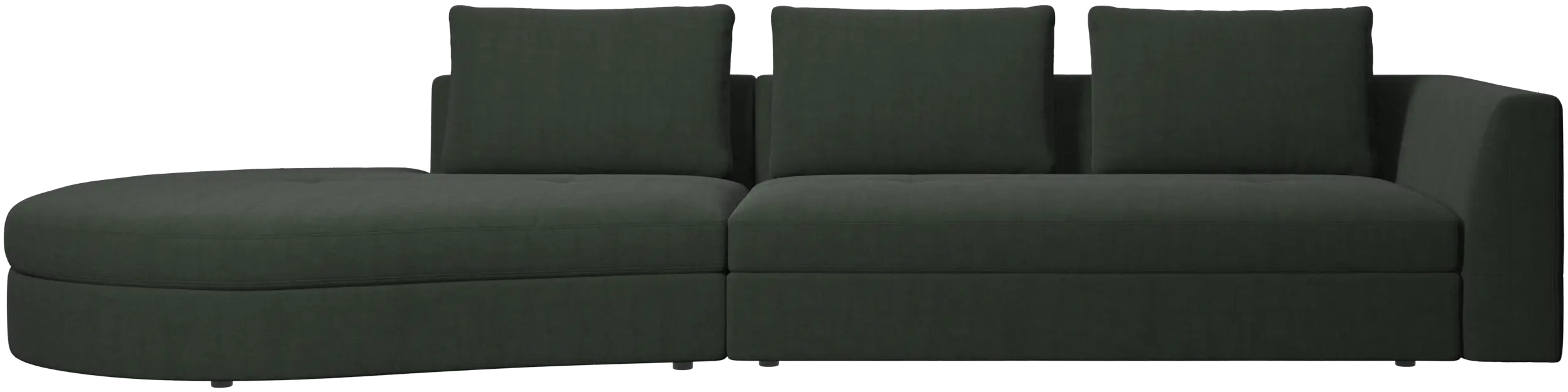 Bergamo sofa with round lounging unit, left