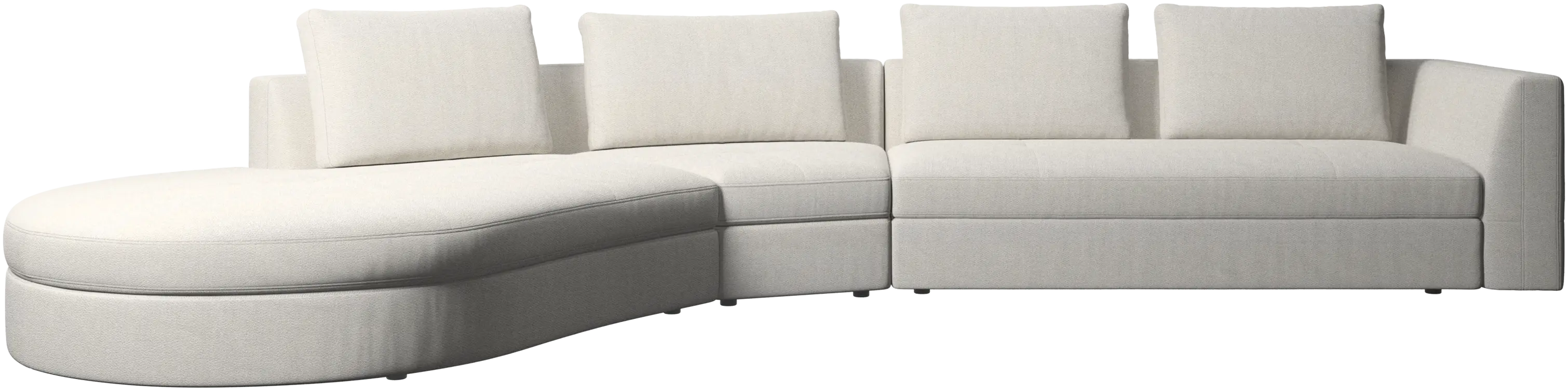 Bergamo sofa with round lounging unit, left