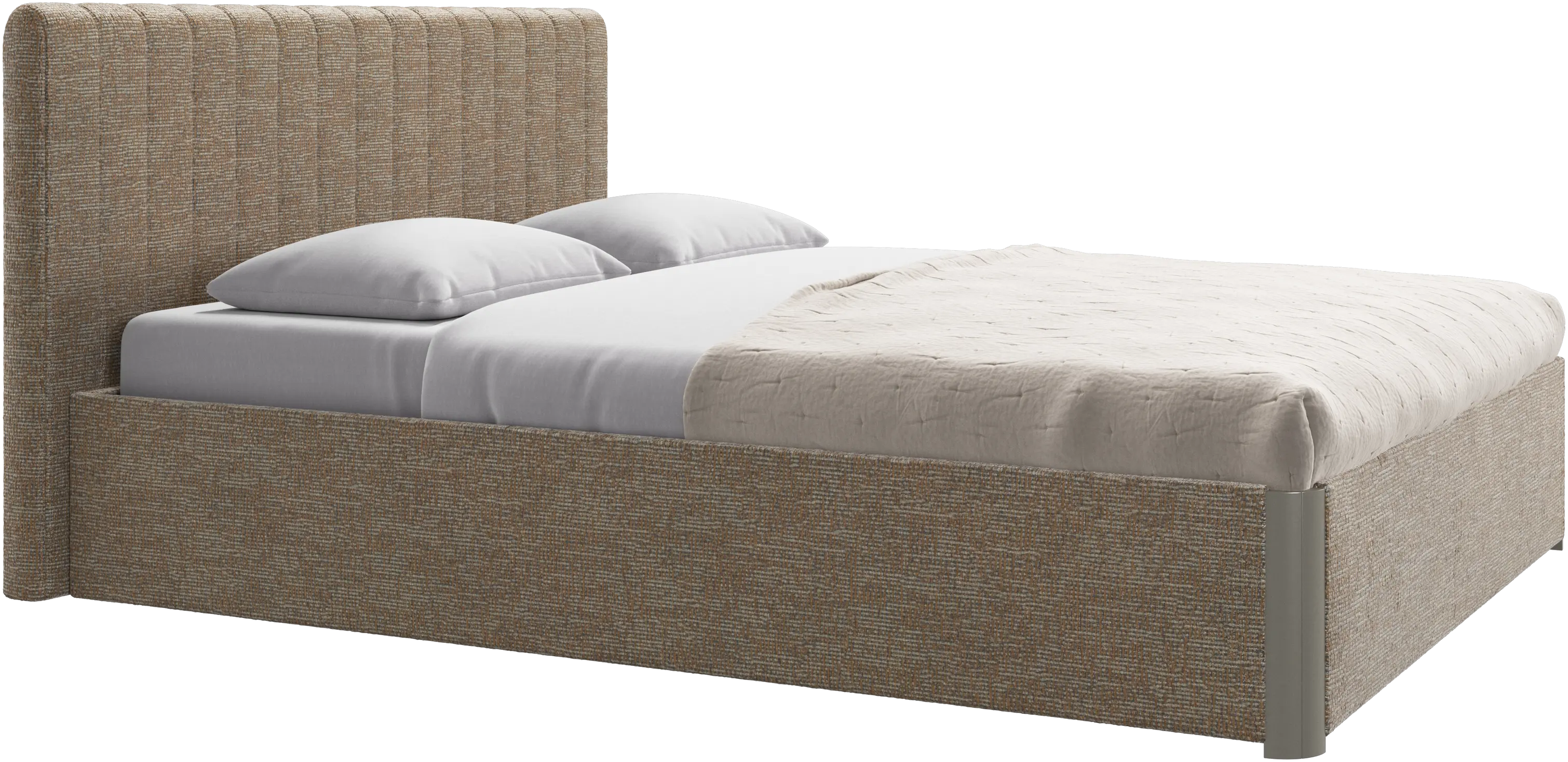 Element lit, tête de lit fixée au lit, avec lattes et solution de stockage, excl. matelas