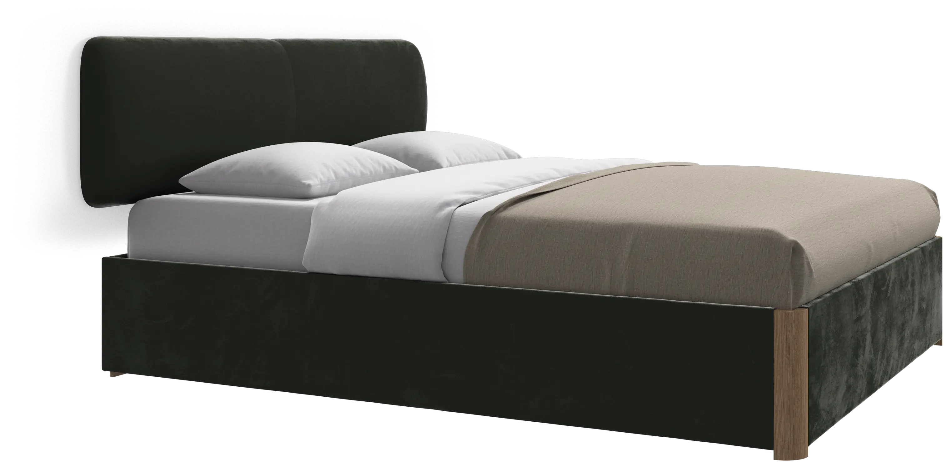 Element bed, wall-mounted headboard, with slats and storage solution, excl. mattress